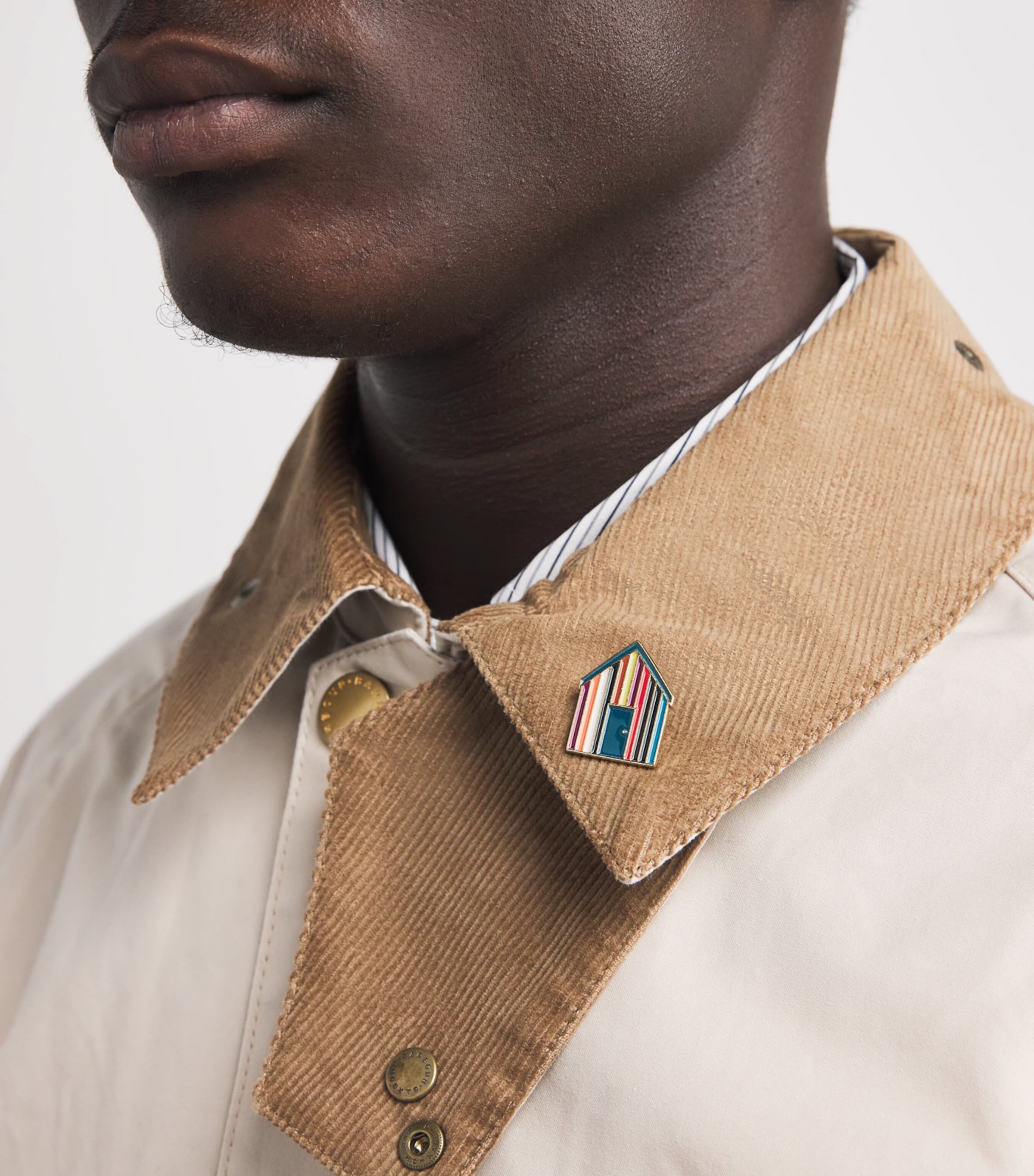 Barbour x Paul Smith Beach Hut Brooch Beach Image 4