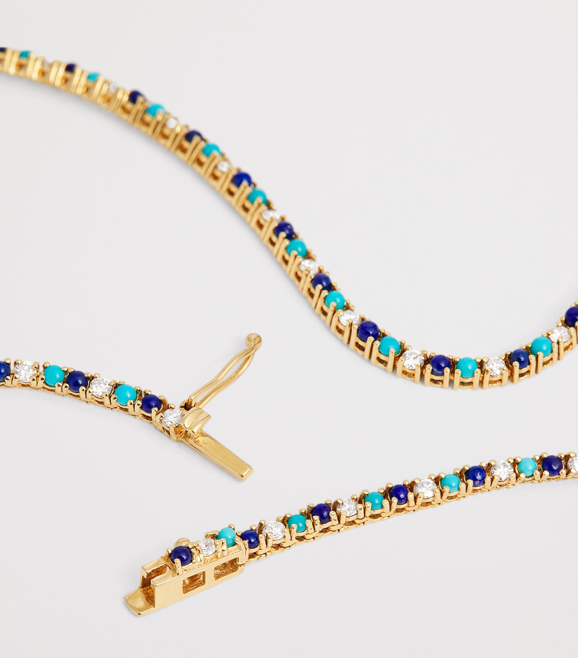 Yellow Gold, Diamond and Turquoise Four-Prong Tennis Bracelet YELLOW GOLD Image 4