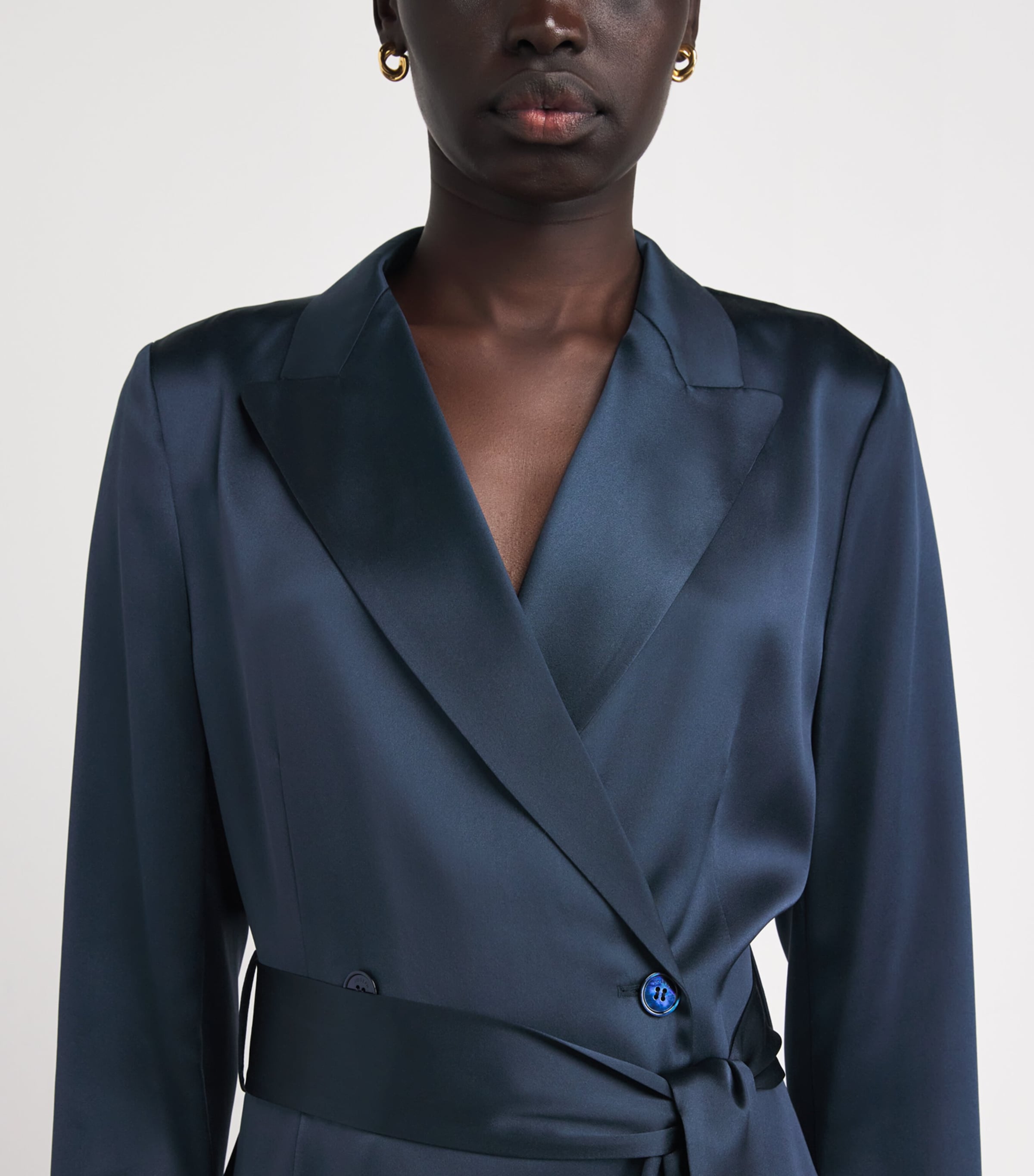 Silk Satin Archer Jacket INDIGO Image 6