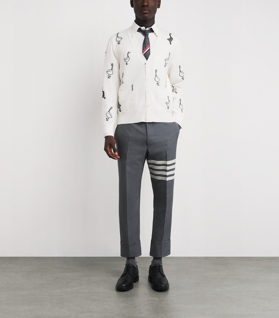 Virgin Wool-Cotton Geese Cardigan WHITE Image 2