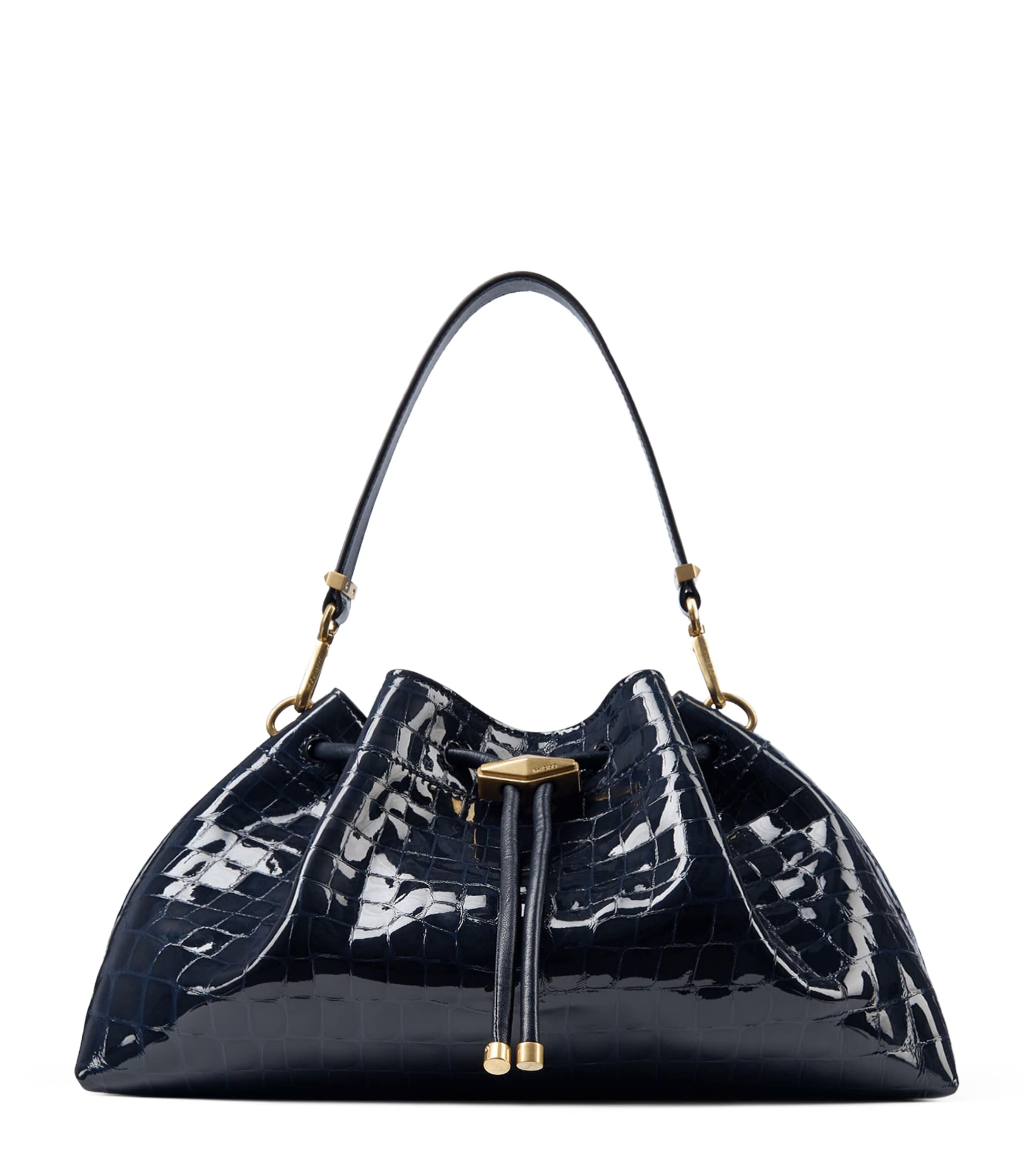 Jimmy Choo Croc-Embossed Bon Bon Shoulder Bag Marine/gold Image 1