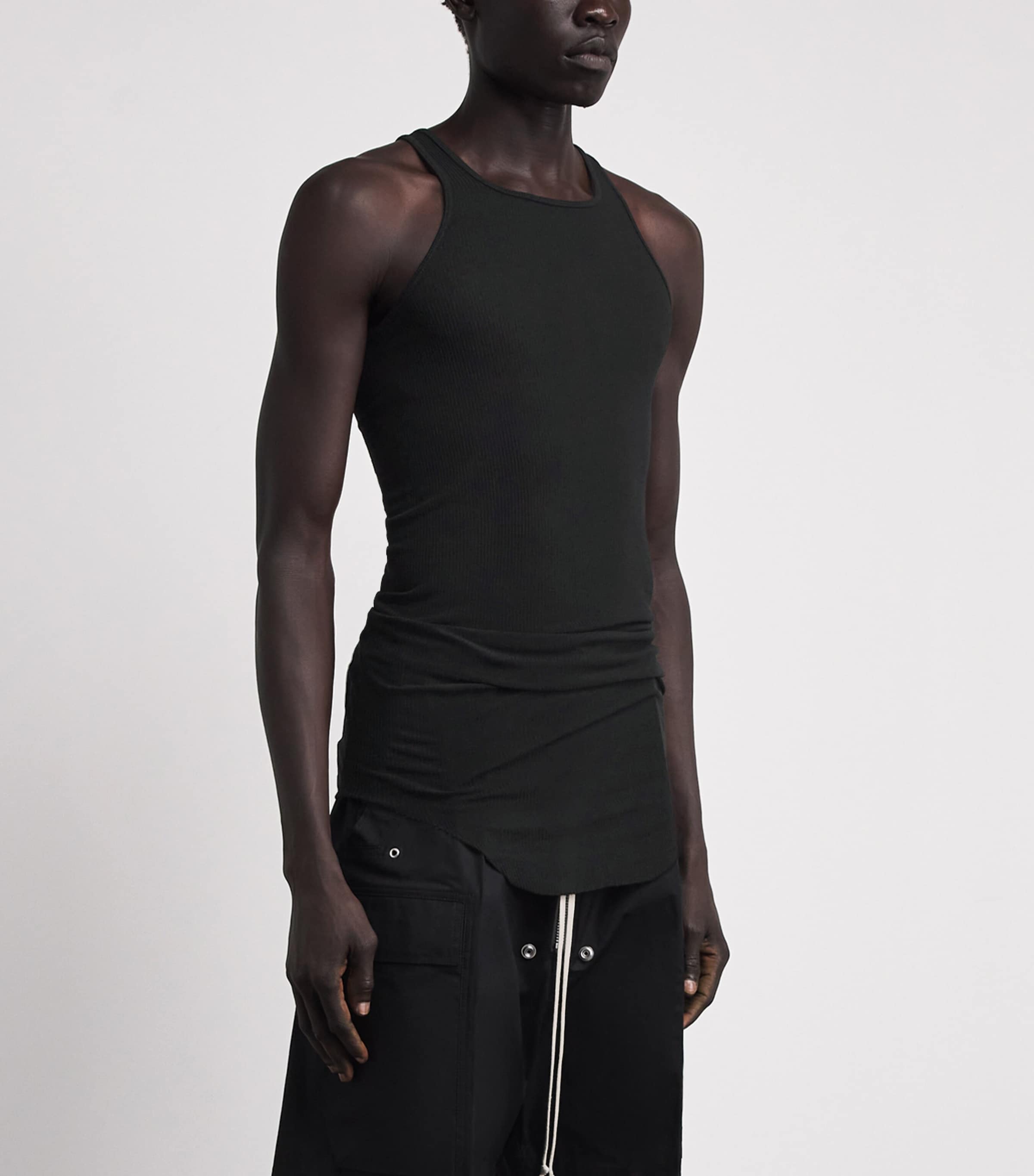 Rick Owens Mens Basic Ribbed Tank Top Black Image 4