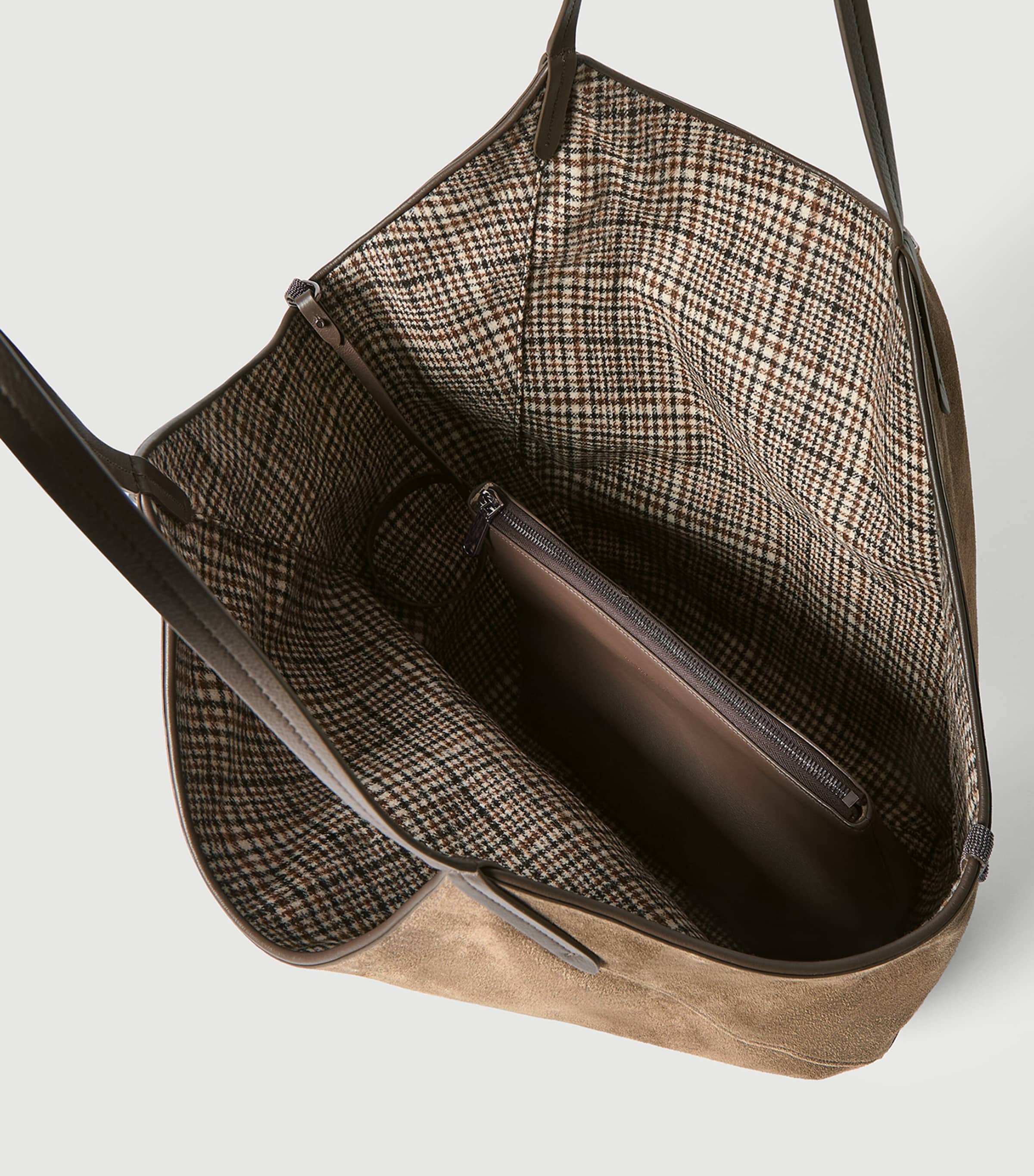 Brunello Cucinelli Womens Prince of Wales Check-Lined BC Duo Tote Bag Image 5