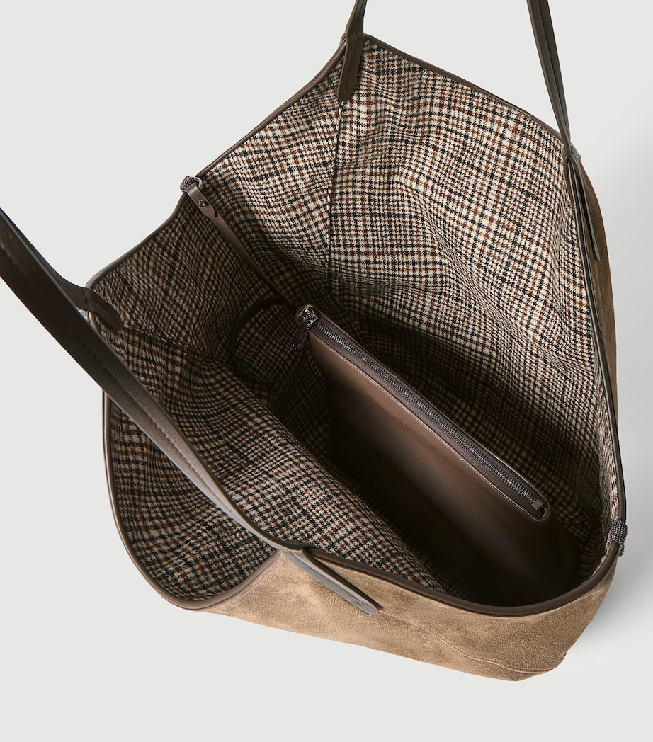 Brunello Cucinelli Womens Prince of Wales Check-Lined BC Duo Tote Bag Image 5