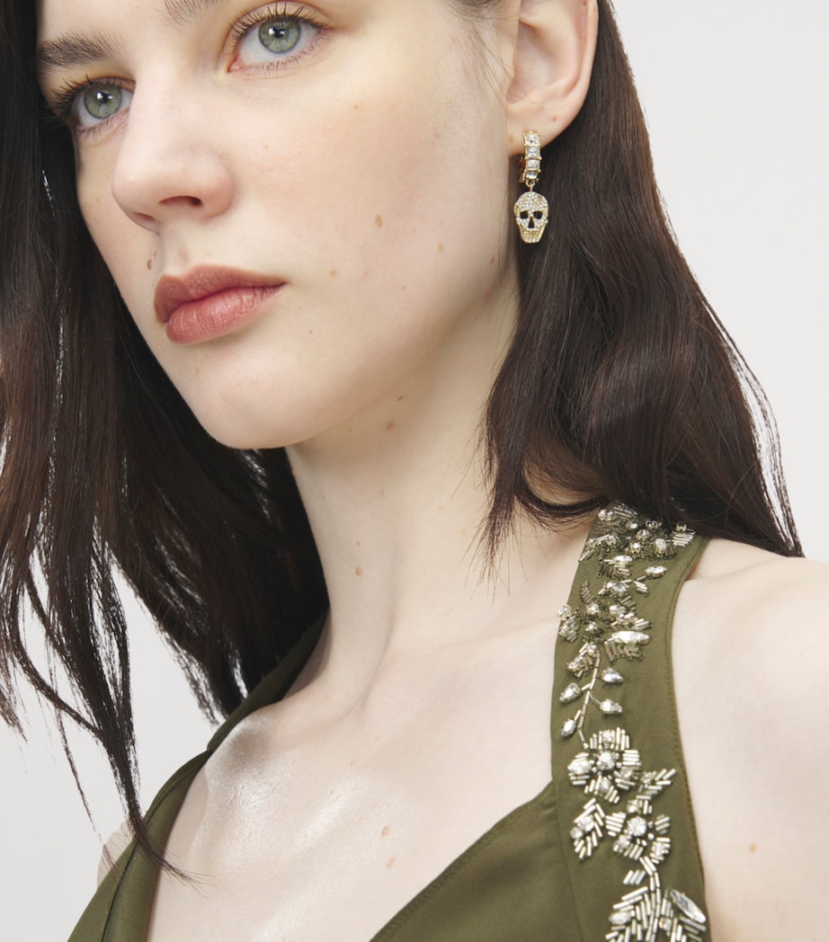 McQueen Crystal Skull Hoop Earrings Image 2