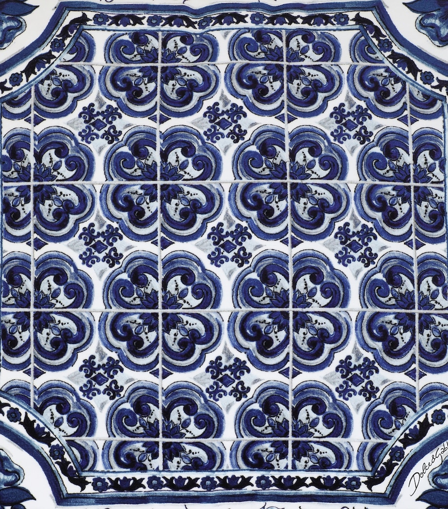 Dolce&Gabbana Casa Silk Blu Mediterraneo Cushion (60cm x 60cm) Maiolica Blu M Image 5