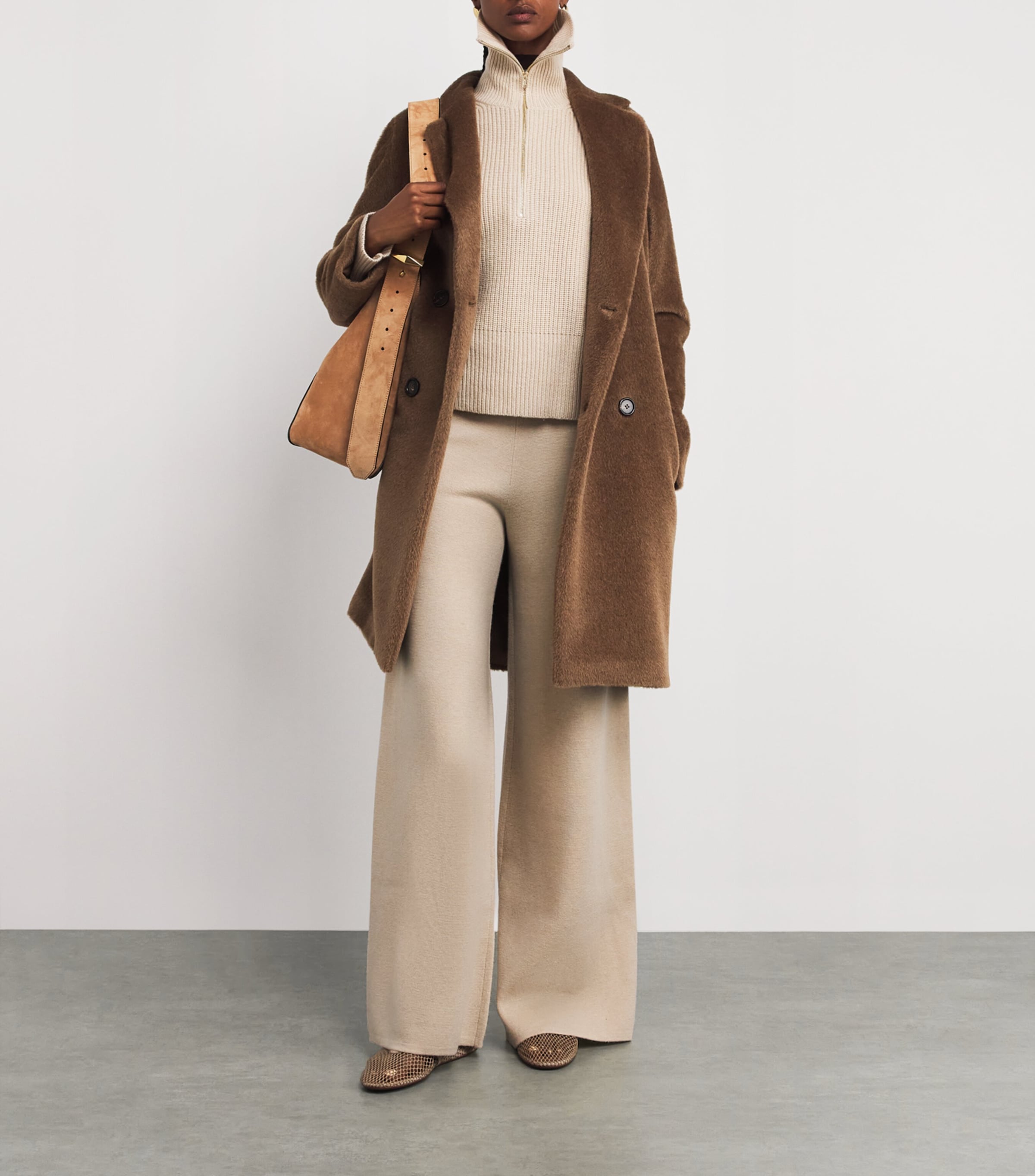 Wool-Cashmere Wide-Leg Trousers BEIGE Image 2