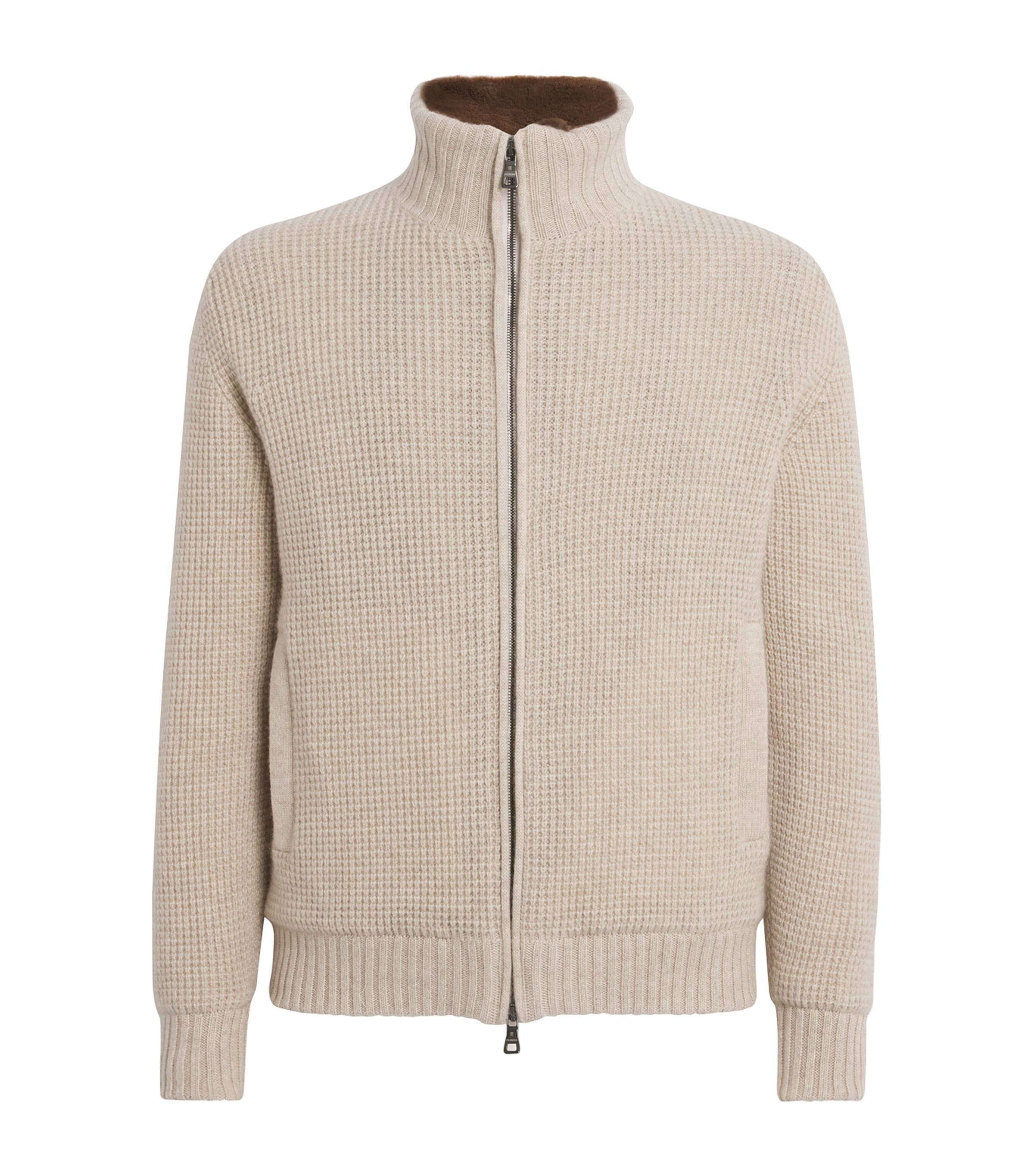 Fioroni Cashmere Cashmere-mink Bomber Jacket In Sand