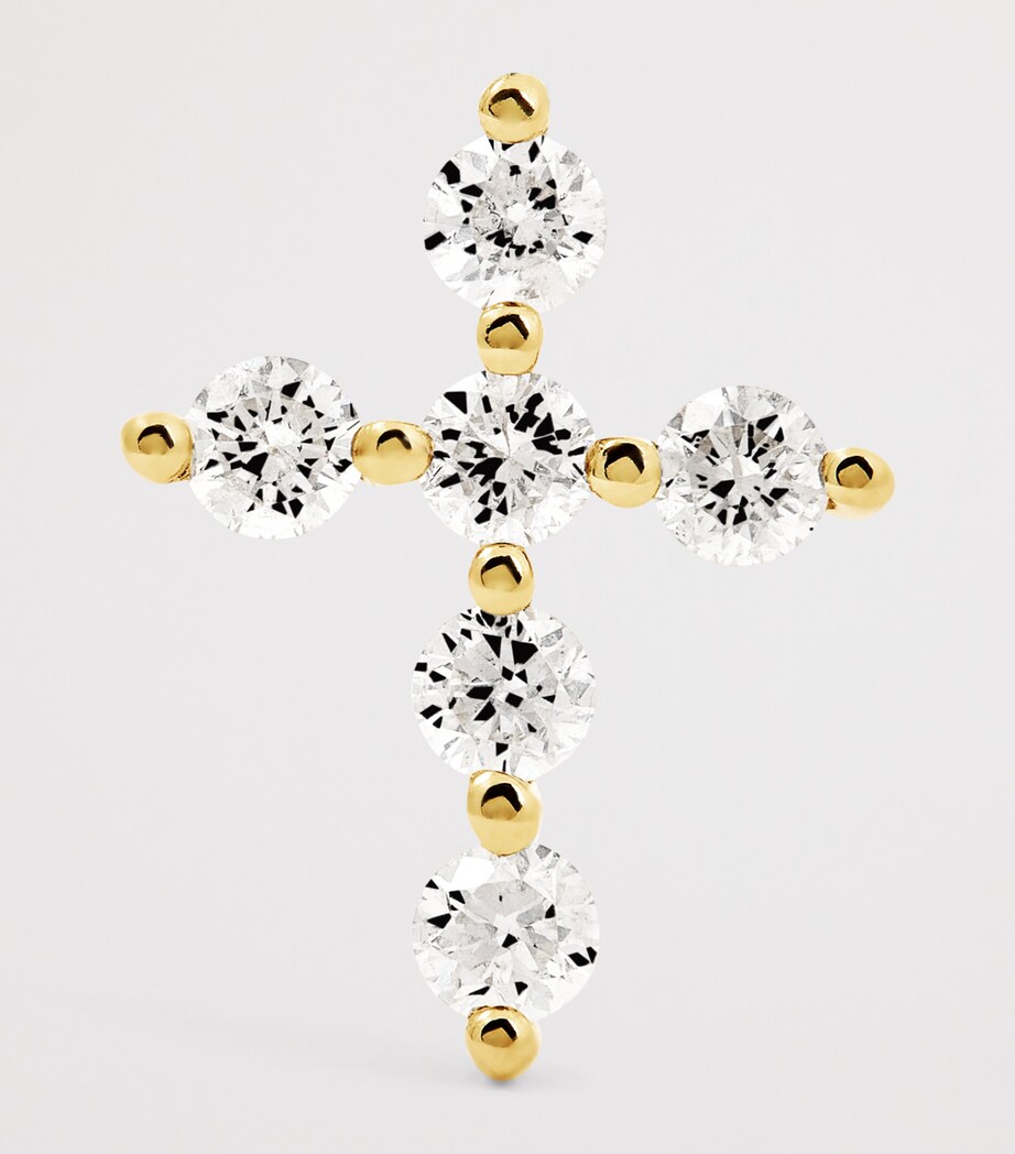Persée Yellow Gold and Diamond Cross Single Stud Earring Yellow Gold Image 3