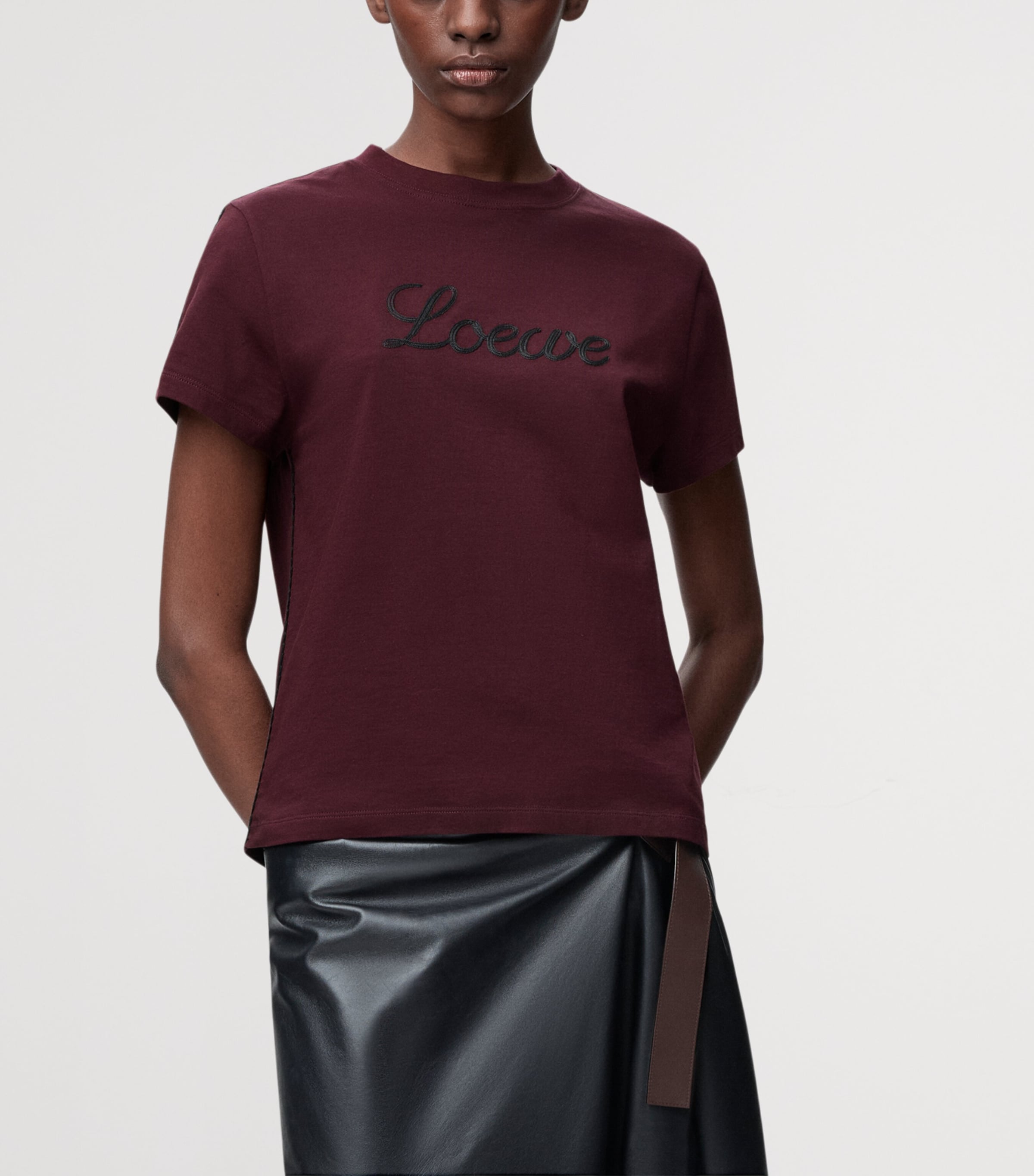 Stretch-Cotton Logo T-Shirt BURGUNDY Image 3