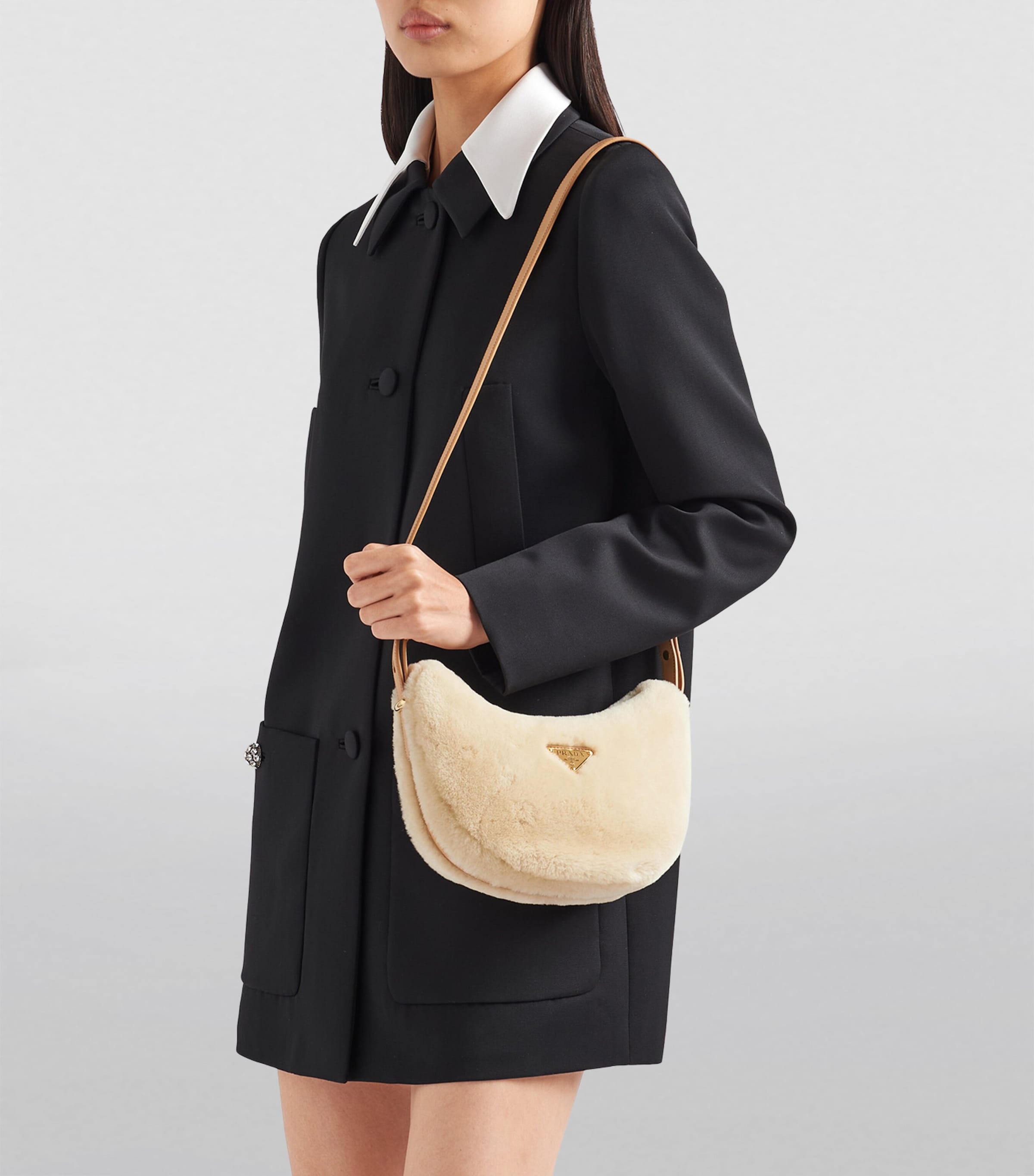 Arqué Shearling Shoulder Bag F03KL Image 7