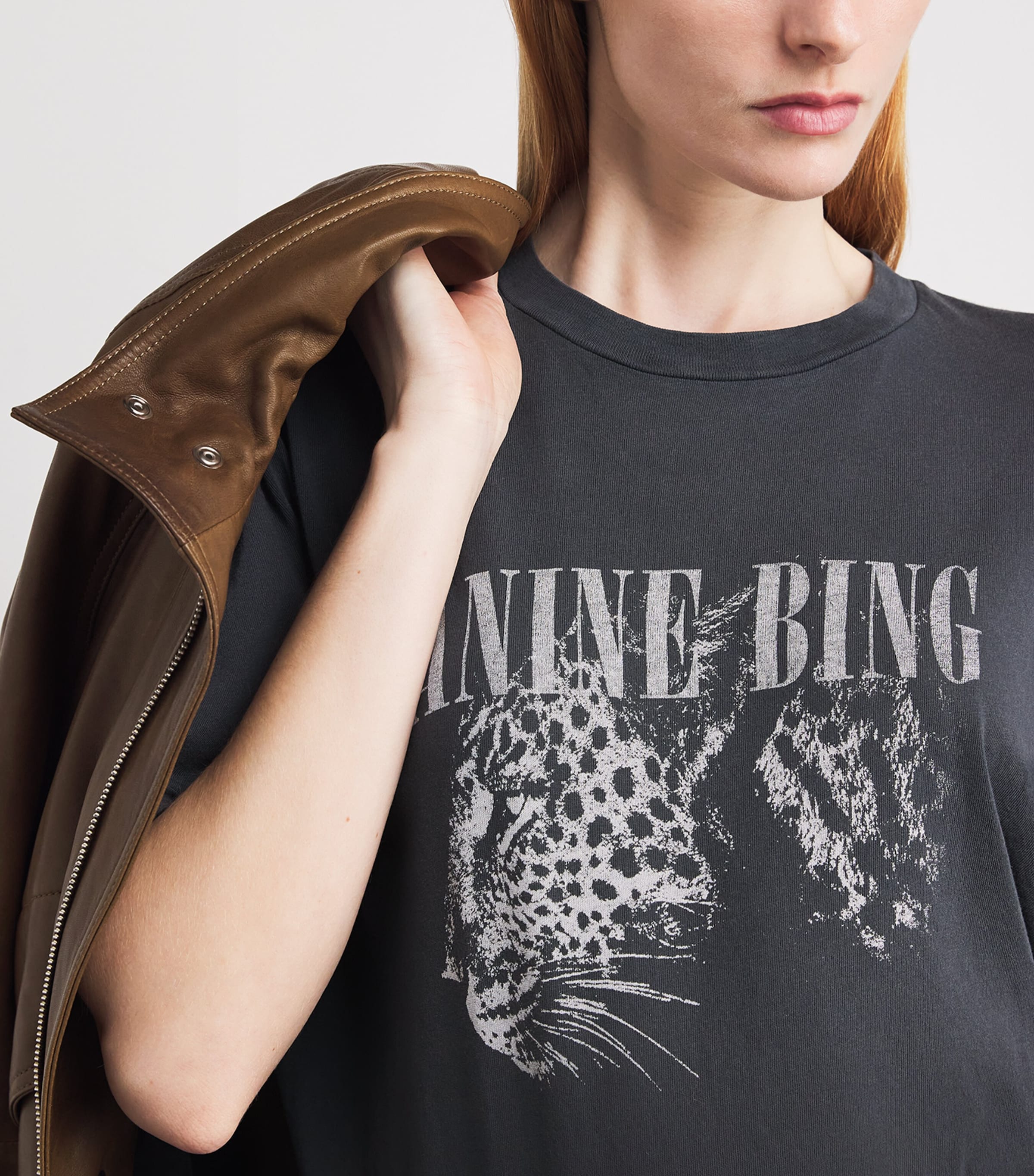 Leopard Print Cohen T-Shirt WASHED BLACK Image 6