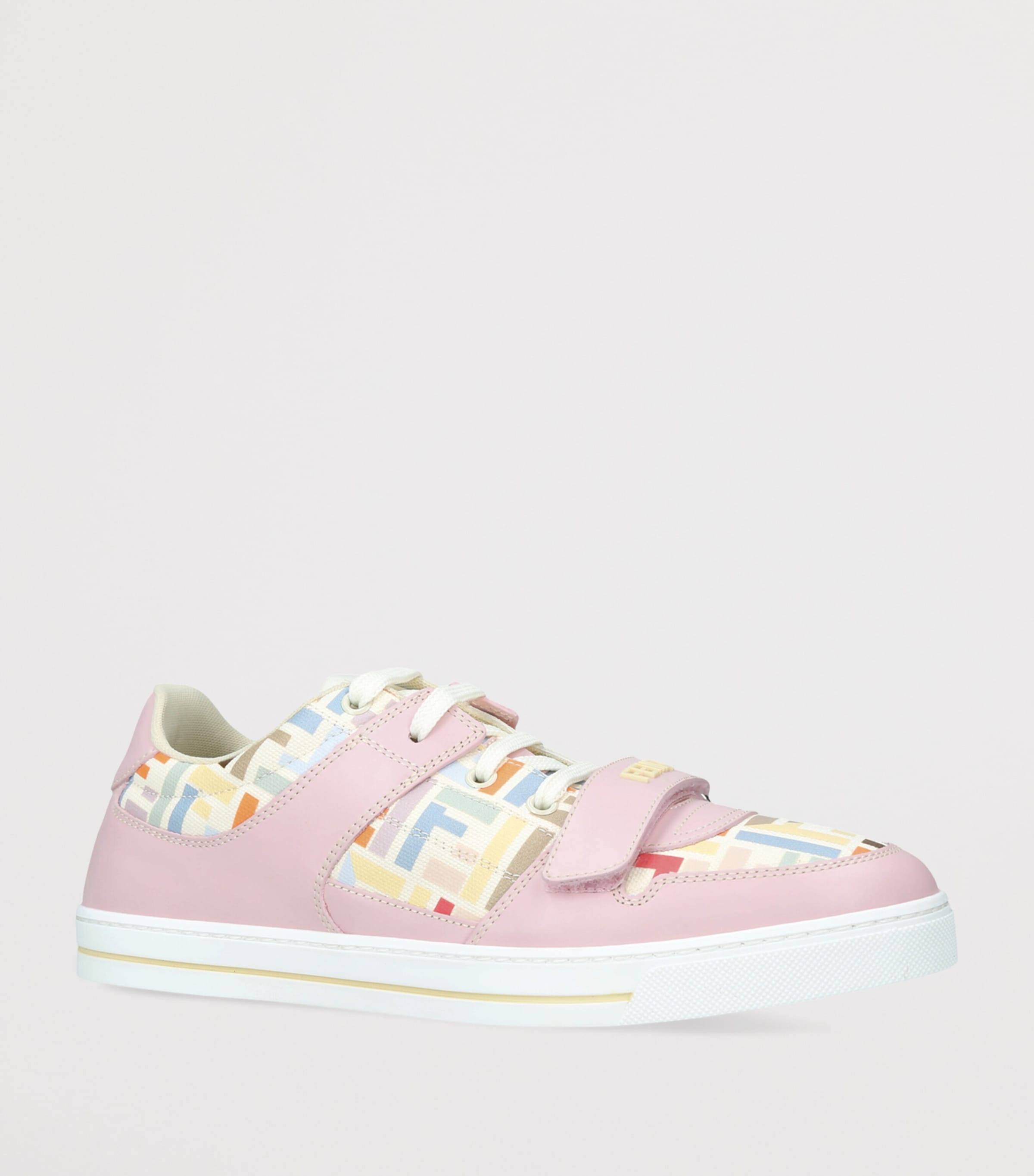 Fendi Kids Leather Logo Sneakers Pink Comb Image 3