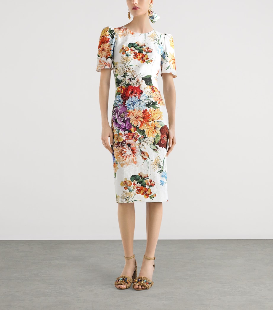 Ffffff Identity White Dresses Dolce Gabbana Floral Print Midi