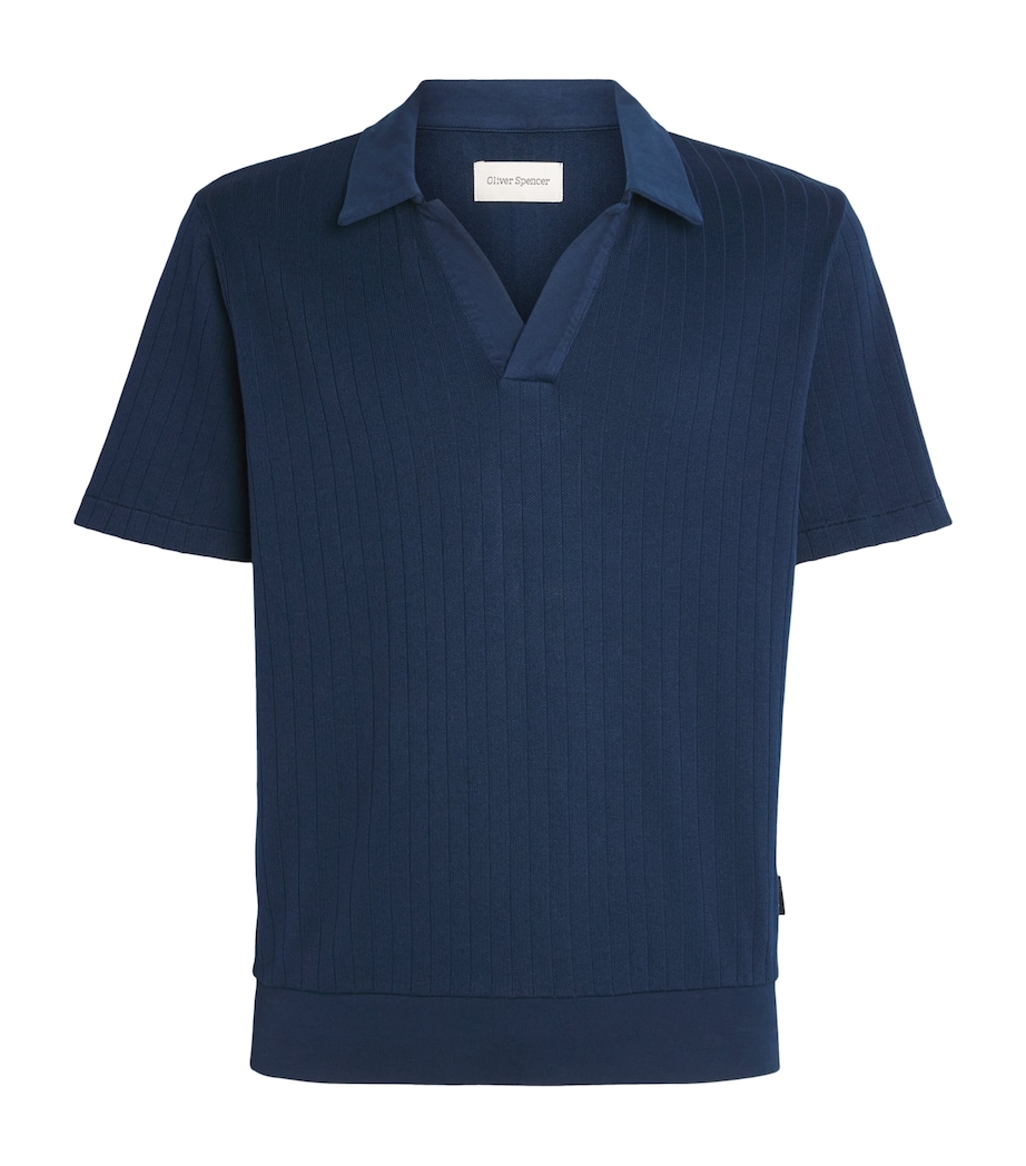 Oliver Spencer Mens Organic Cotton Westcott Polo Shirt Navy Image 1