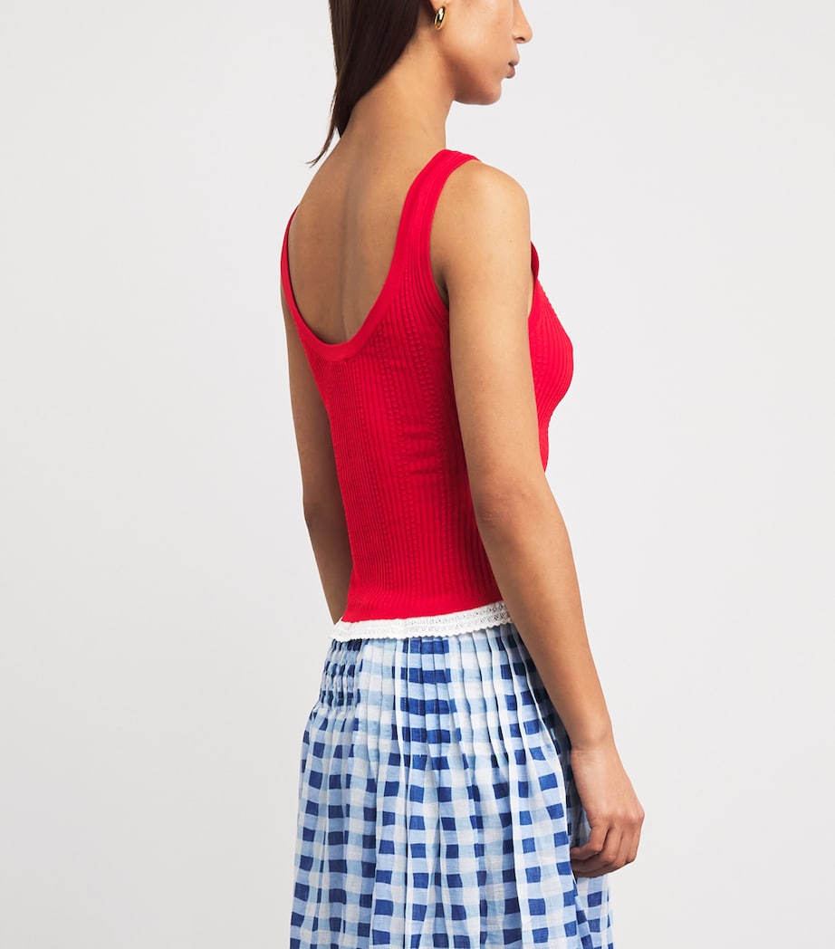 Sandro Paris Womens Knitted Lace-Trim Tank Top Red Image 5