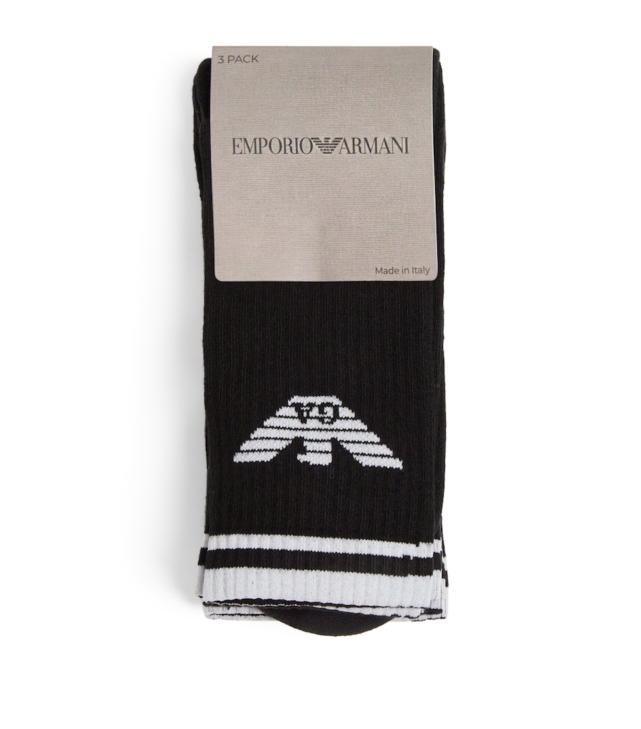 Cotton-Blend Eagle Logo Socks (Pack of 3) MC061 BLACK Image 1