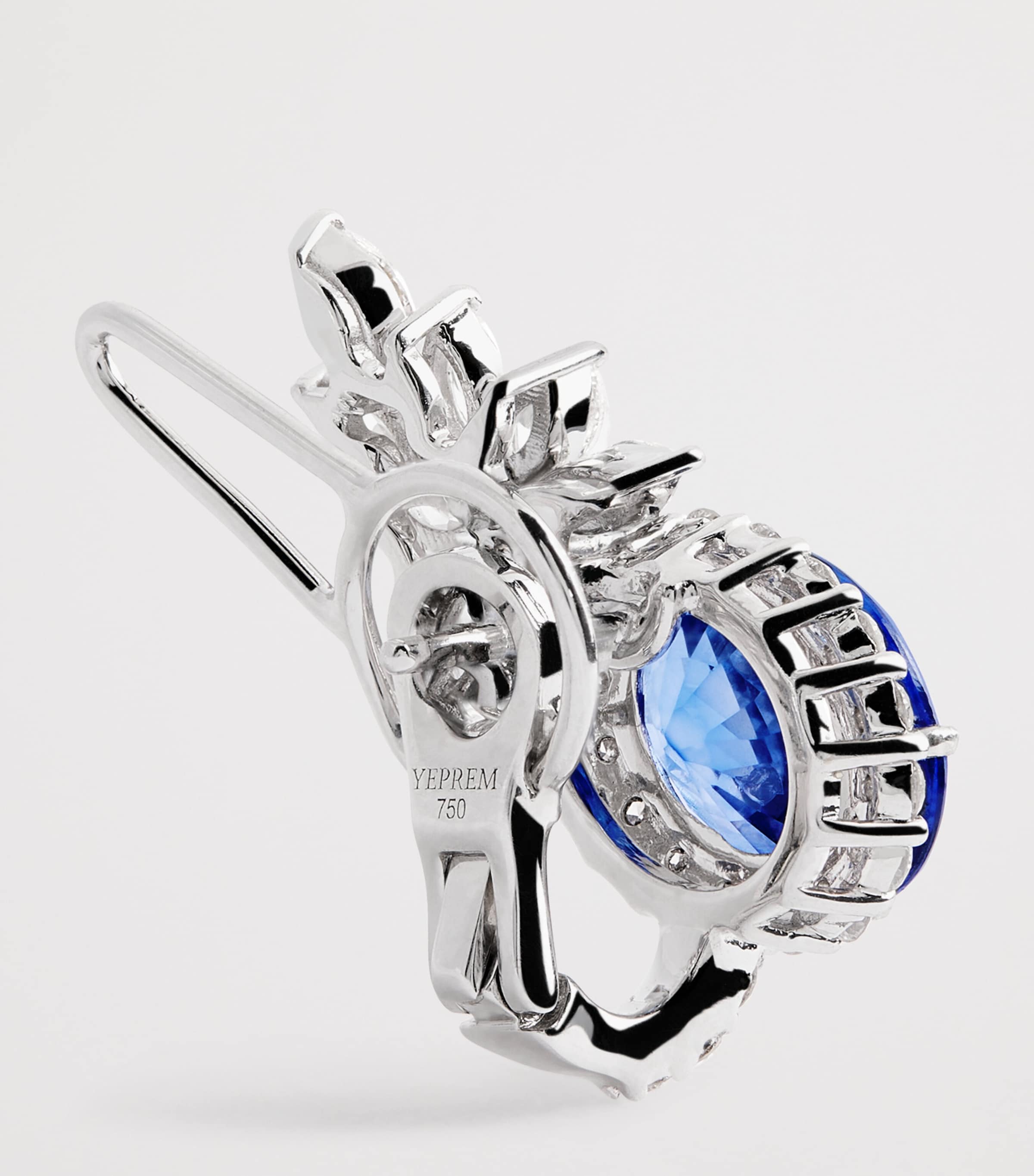 Yeprem White Gold, Diamond and Sapphire Reign Supreme Stud Earrings White Gold Image 4