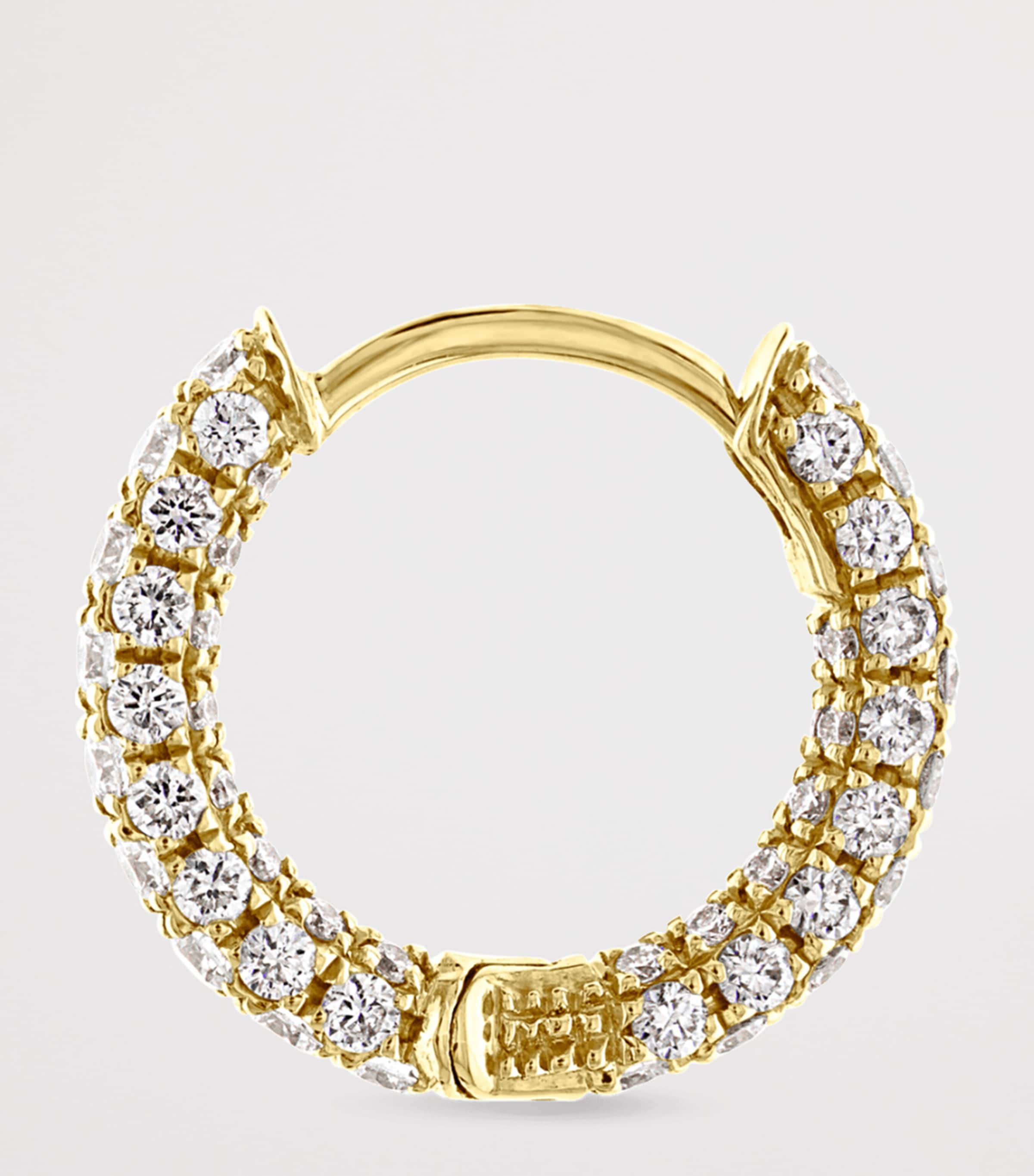 Diamond Five Row Pavé Single Hoop Earring (8mm) YELLOW GOLD Image 2