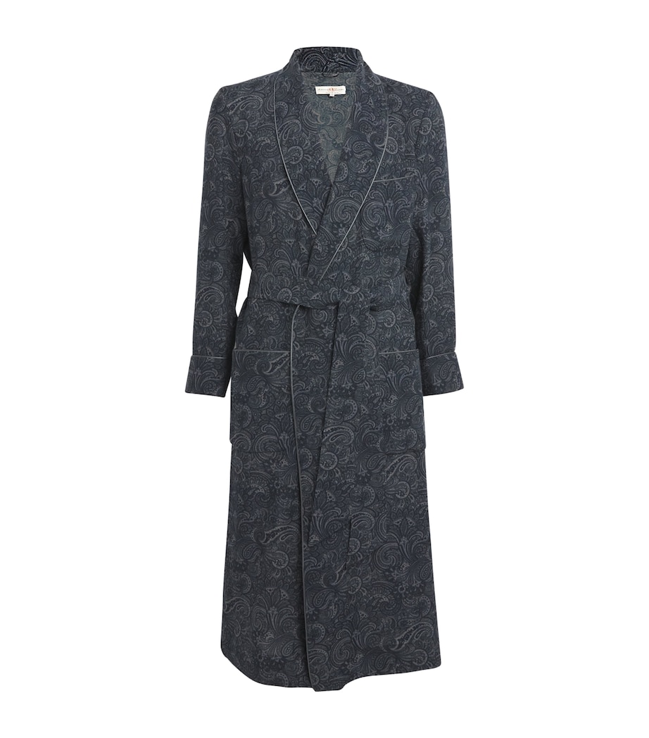 Wool Paisley Print Dressing Gown DARK BLUE Image 1
