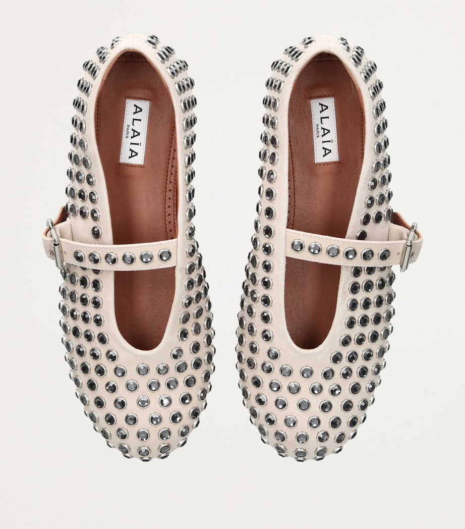 Alaïa White Suede Embellished Ballet Flats Harrods SA