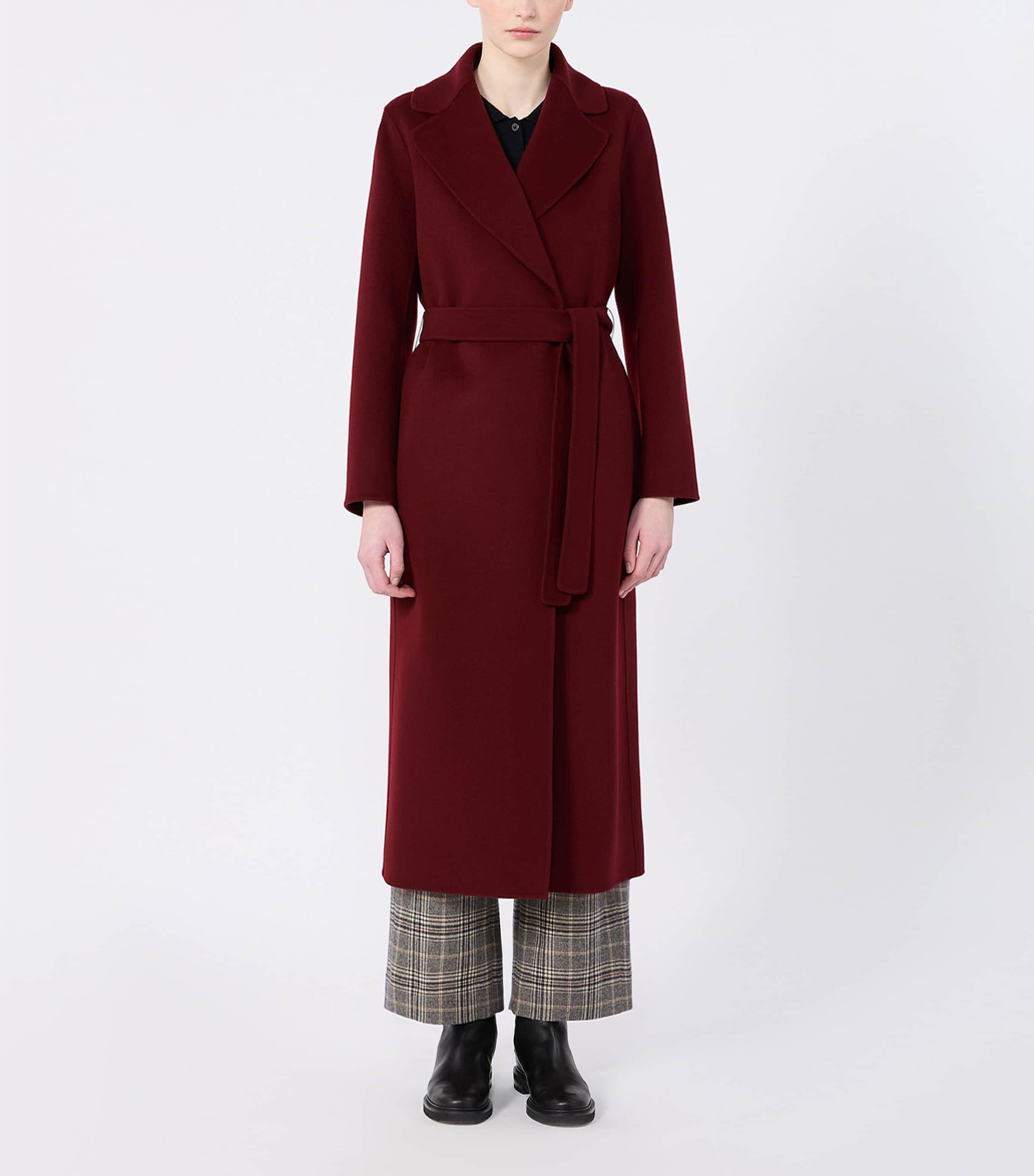 Max Mara Womens Virgin Wool Wrap Coat Bordeaux Image 3