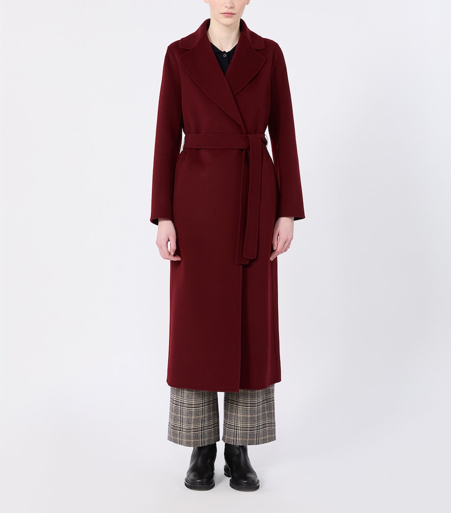 Max Mara Womens Virgin Wool Wrap Coat Bordeaux Image 3