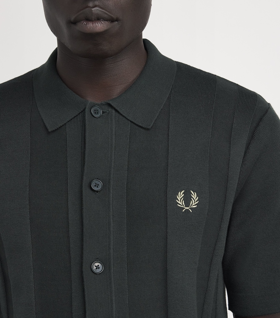 Fred Perry Mens Cotton Knitted Polo Shirt Grn Image 6