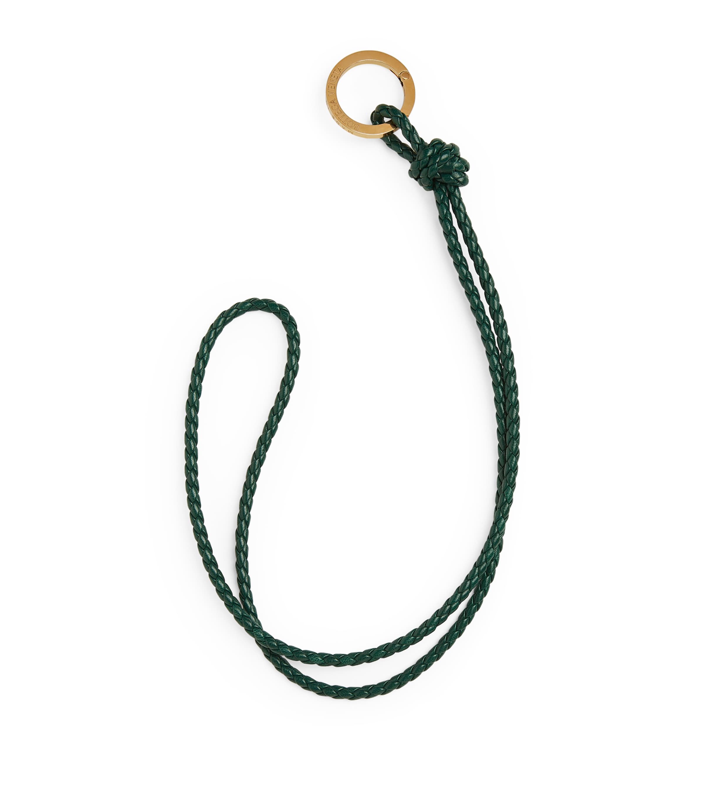 Shop Bottega Veneta Leather Intreccio Keyring In Green