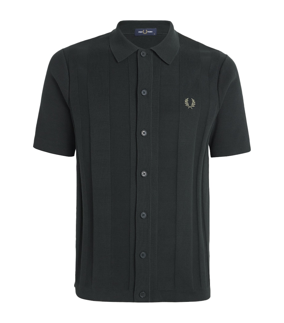 Fred Perry Mens Cotton Knitted Polo Shirt Grn Image 1
