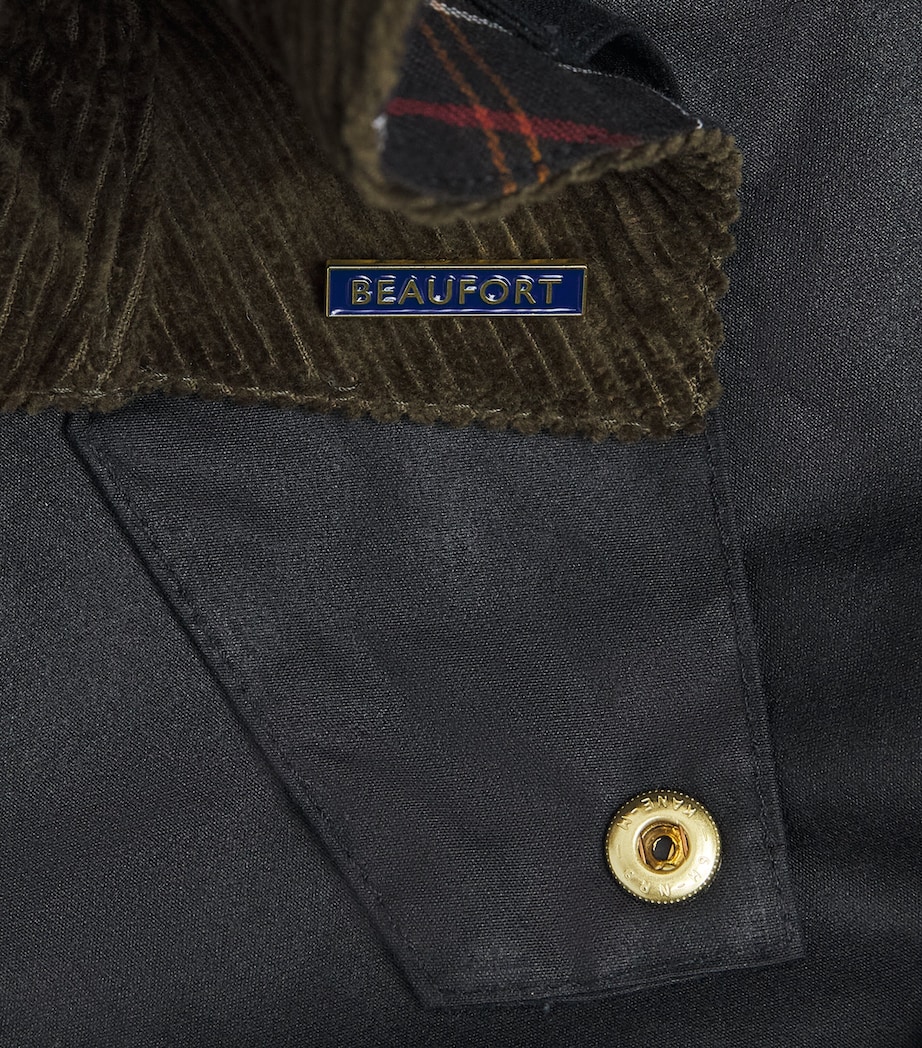Barbour Mens Waxed Cotton Icons Beaufort Jacket Navy Image 7