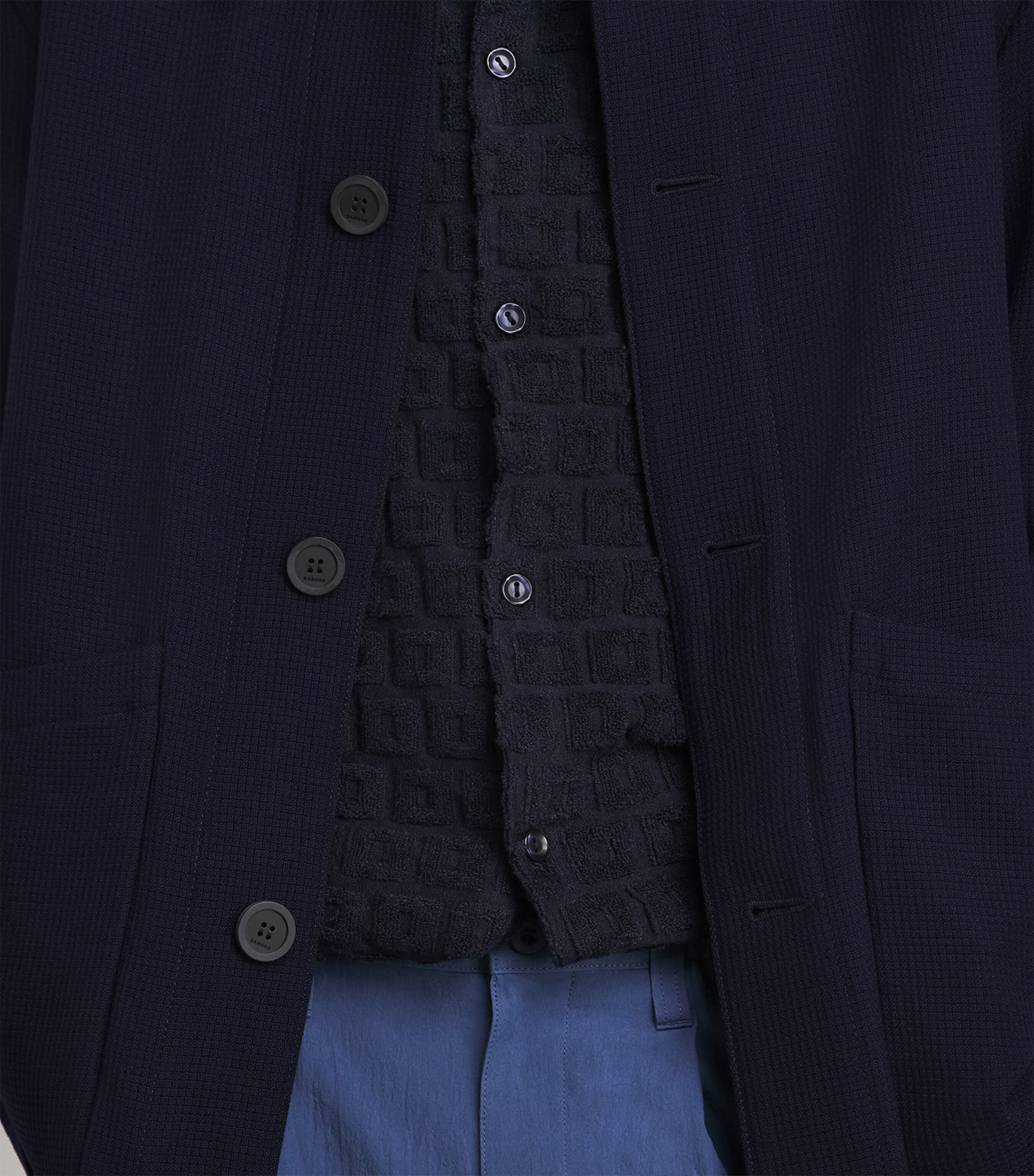 Sandro Paris Mens Wool Worker Overshirt Midnight Blue Image 3