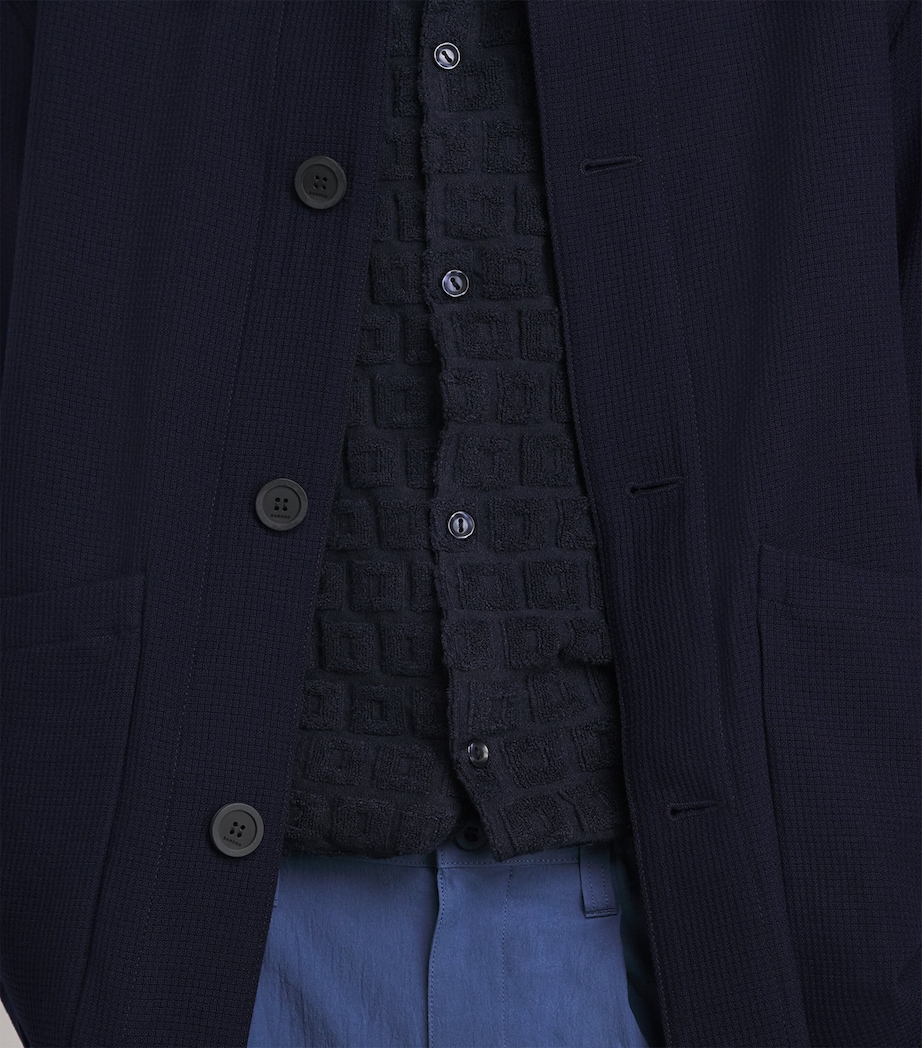Sandro Paris Mens Wool Worker Overshirt Midnight Blue Image 3