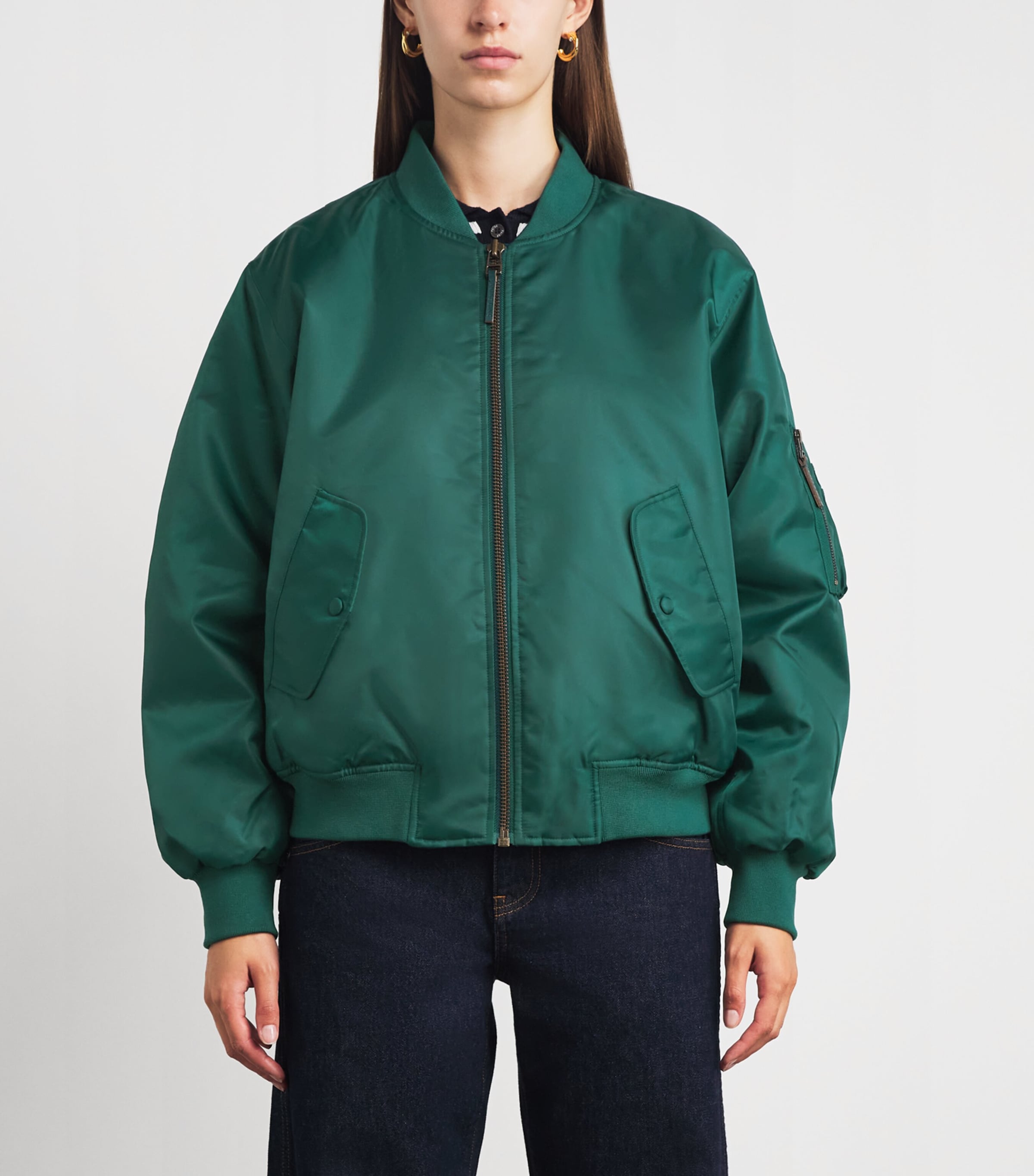 ANINE BING Womens Leon Bomber Jacket Deep Emerald Image 4