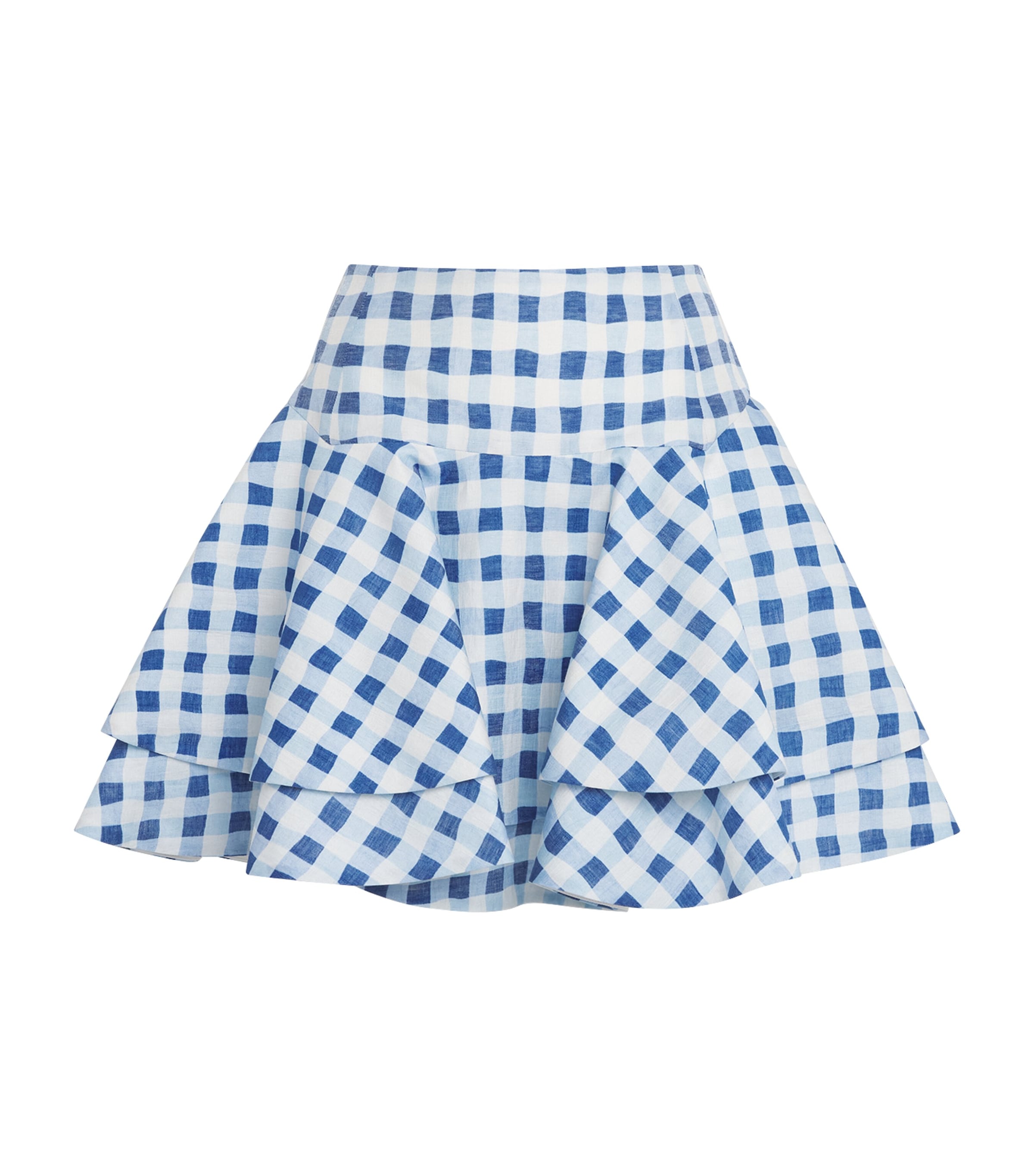 Sandro Paris Womens Linen-Blend Ruffle Mini Skirt Blu / White Image 1