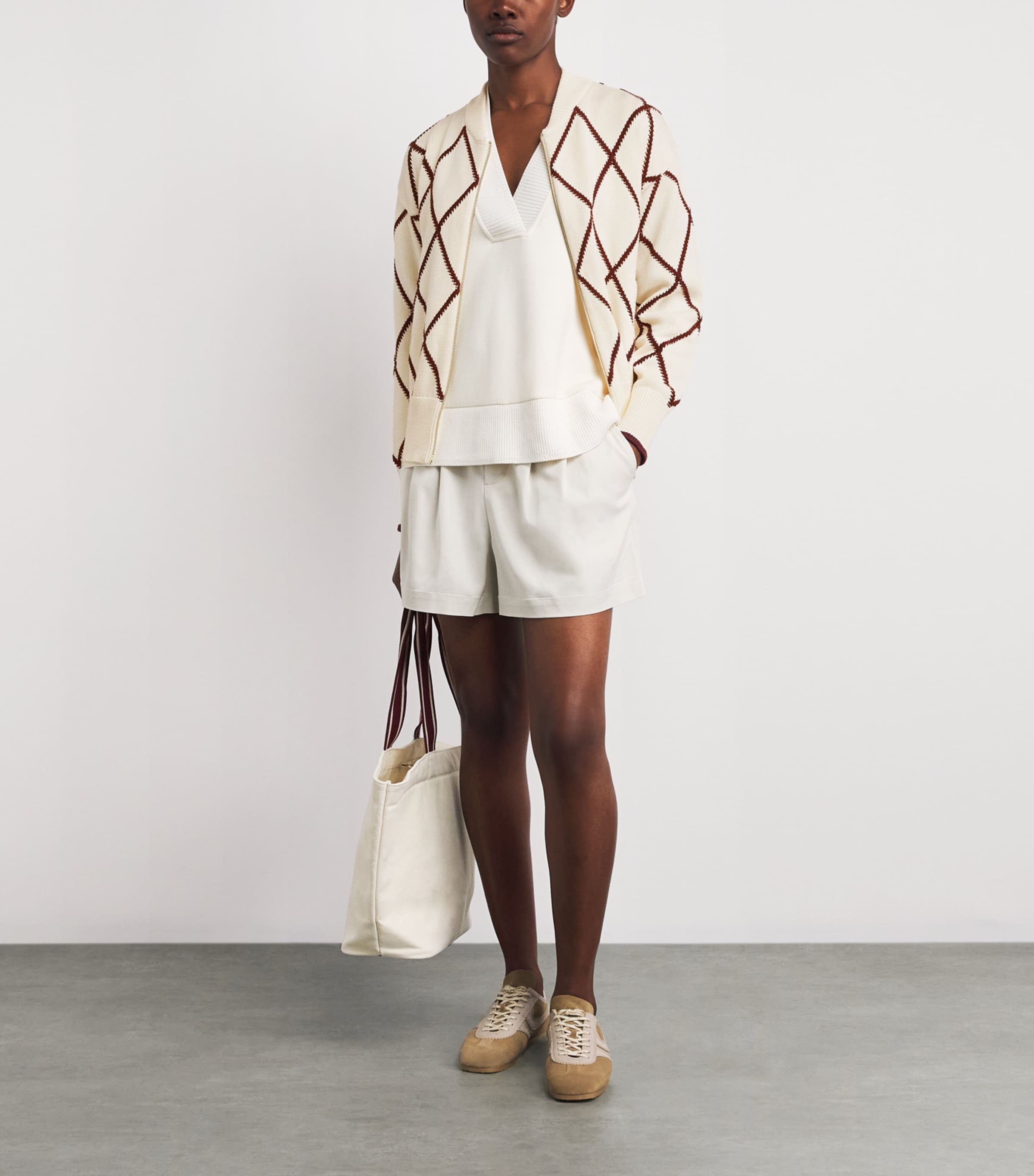 Varley Womens Nile Zip-Up Cardigan Ivory / Port Image 2