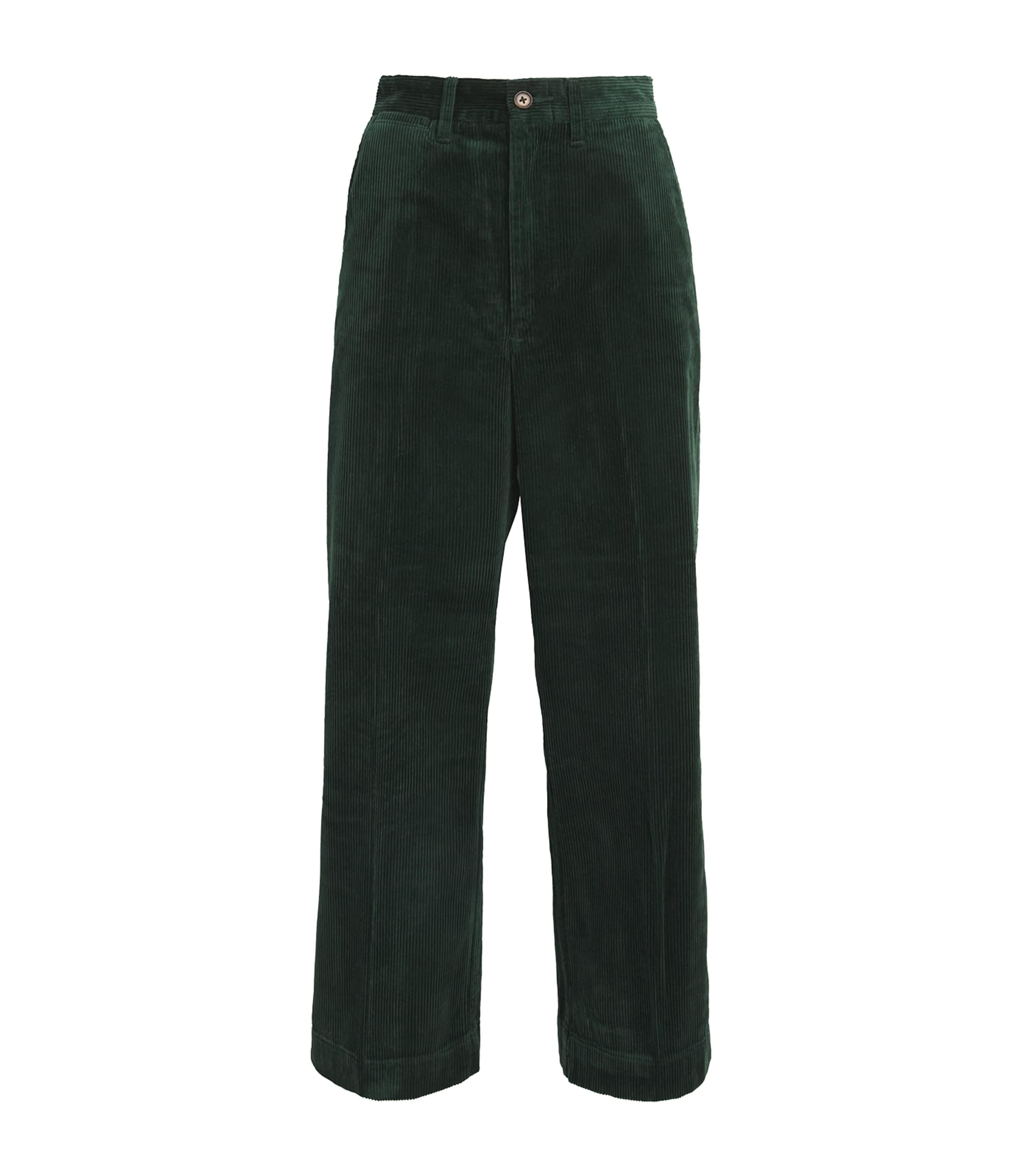 Polo Ralph Lauren Corduroy Cropped College Trousers In Green