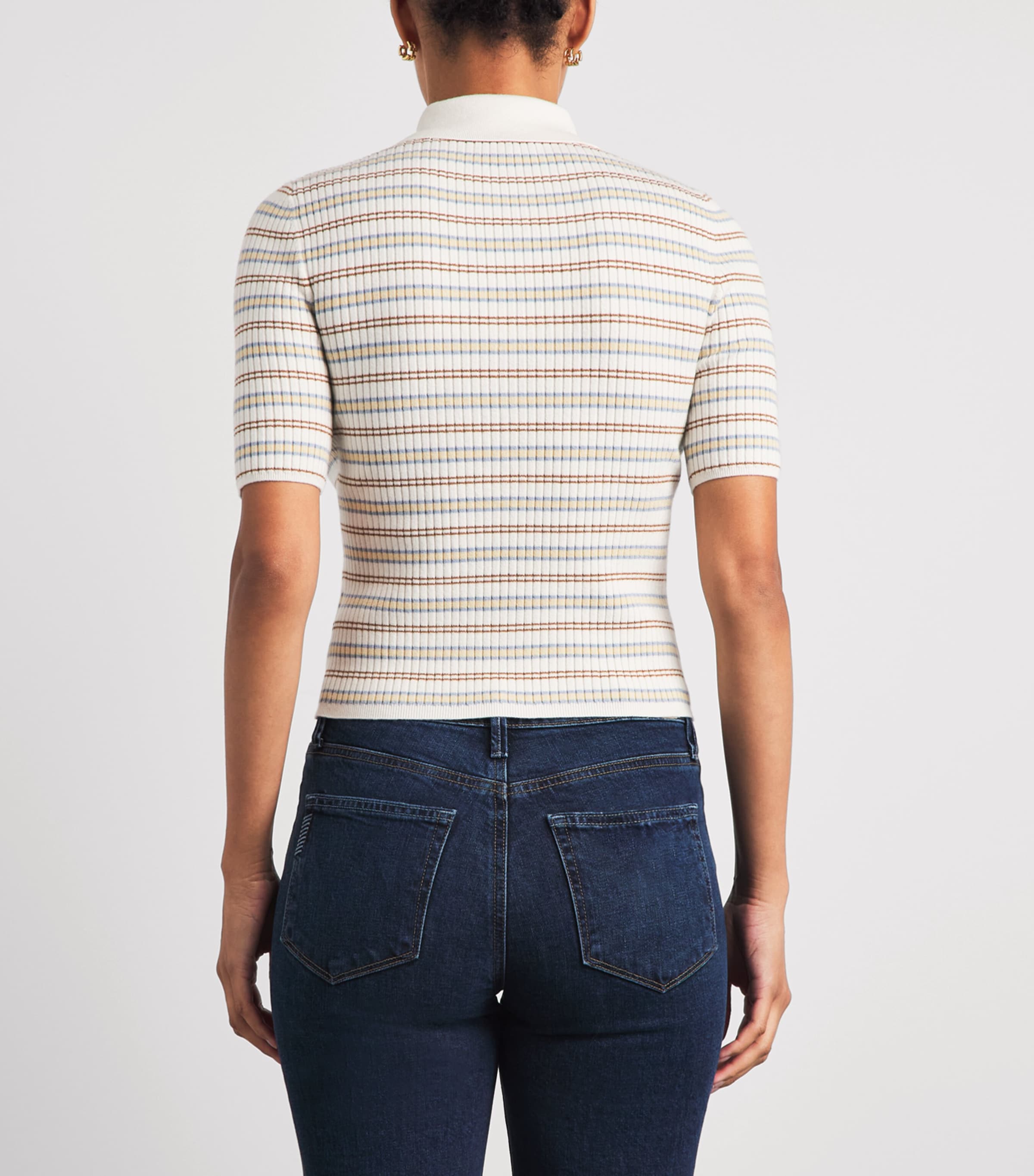 PAIGE Womens Stripe Summit Polo Shirt White Multi Image 5
