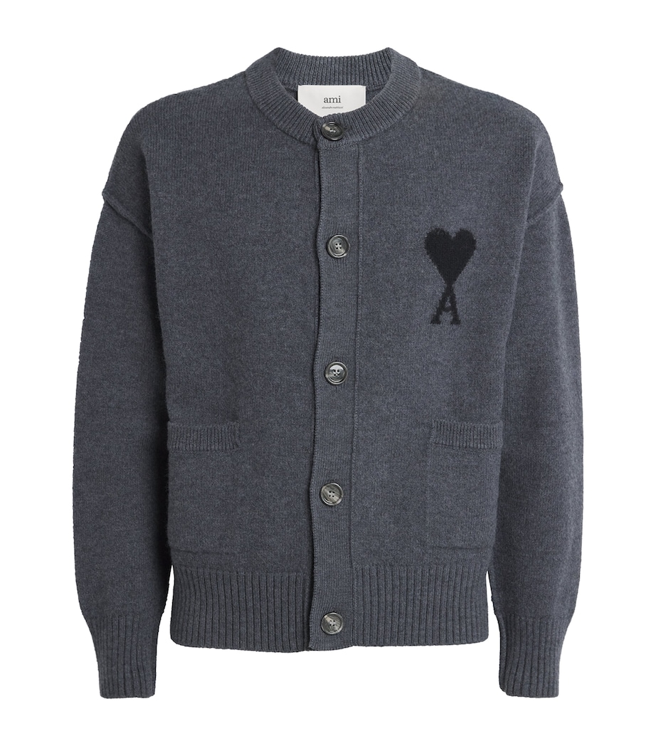 Virgin Wool Ami de Coeur Cardigan 0504 - GRIS CHINE/ NOIR Image 1
