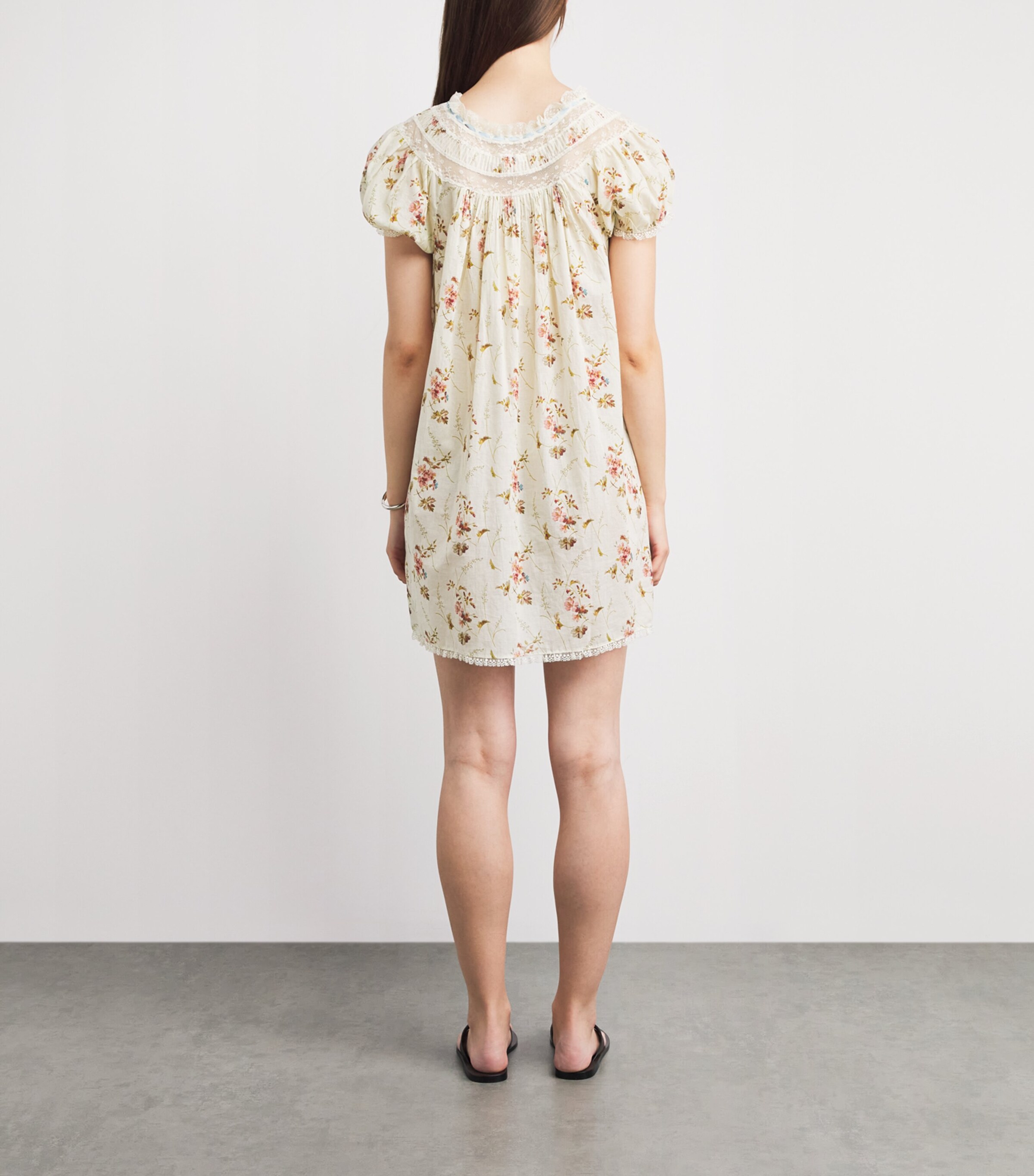 DÔEN Womens Organic Cotton Daphne Mini Dress Blanc Prairie Rose Image 5