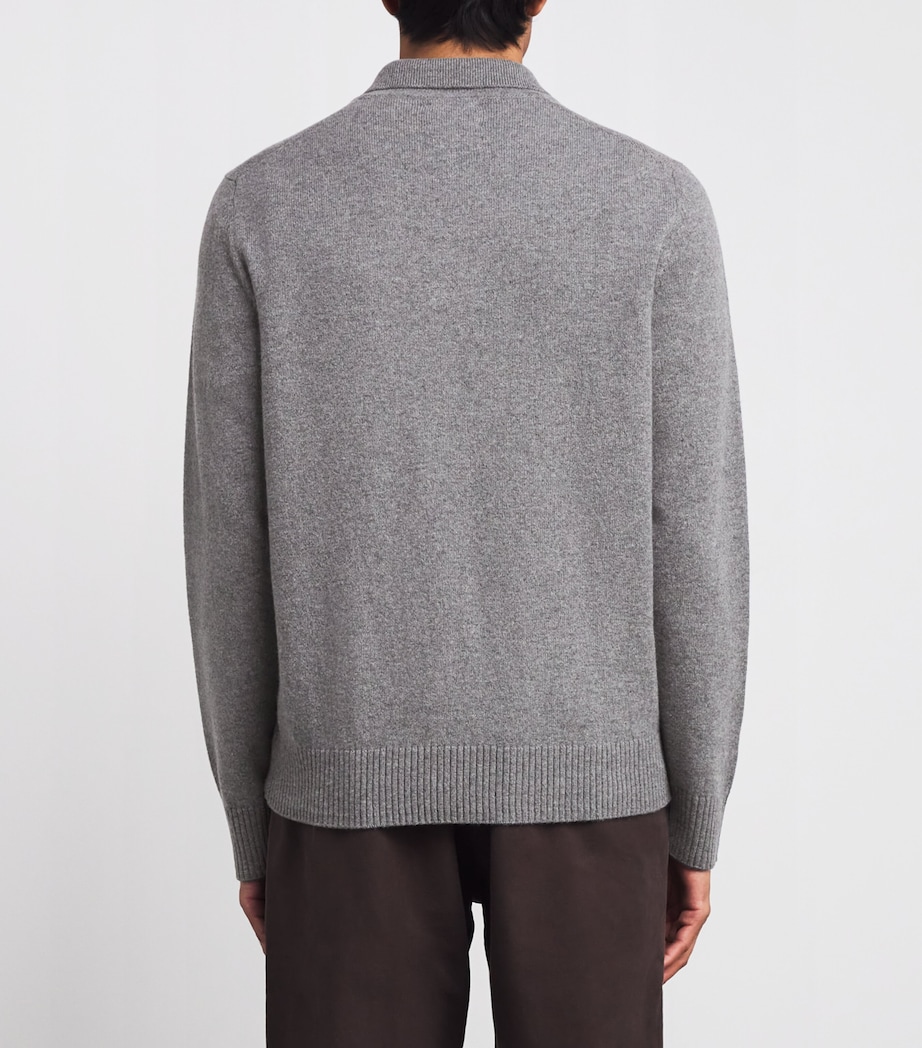 Merino Lambswool Polo Sweater GREY MELANGE Image 4
