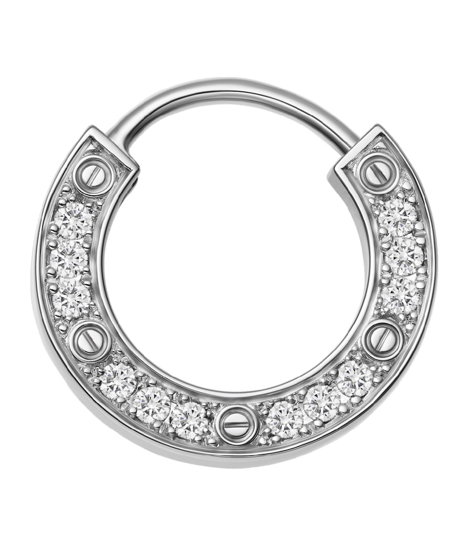 White Gold and Diamond LOVE Single Hoop Earring WHITE GOLD Image 1