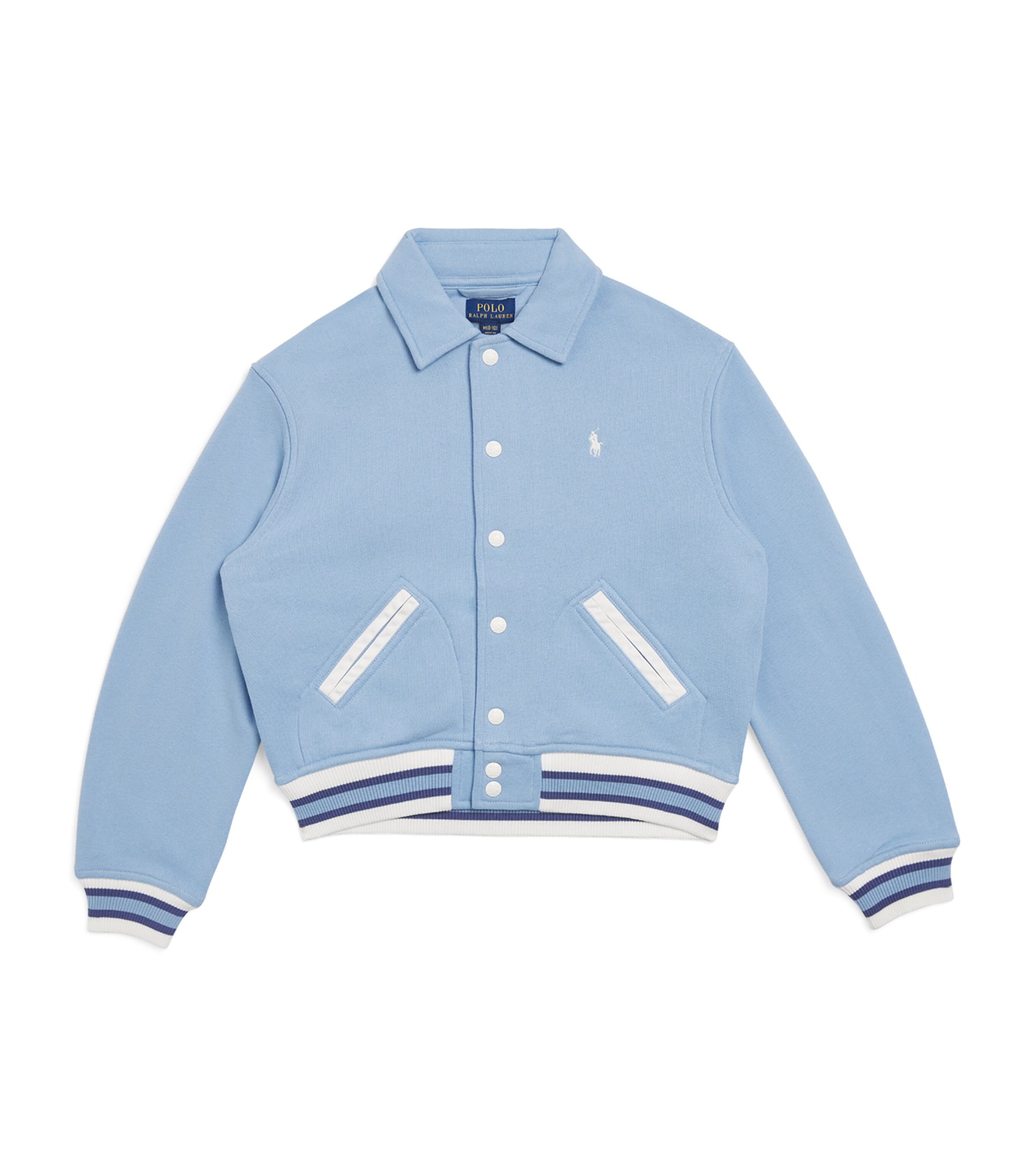 Ralph Lauren Kids Cotton-Blend Varsity Bomber Jacket (6-14 Years) Chambray Blue/white Image 1
