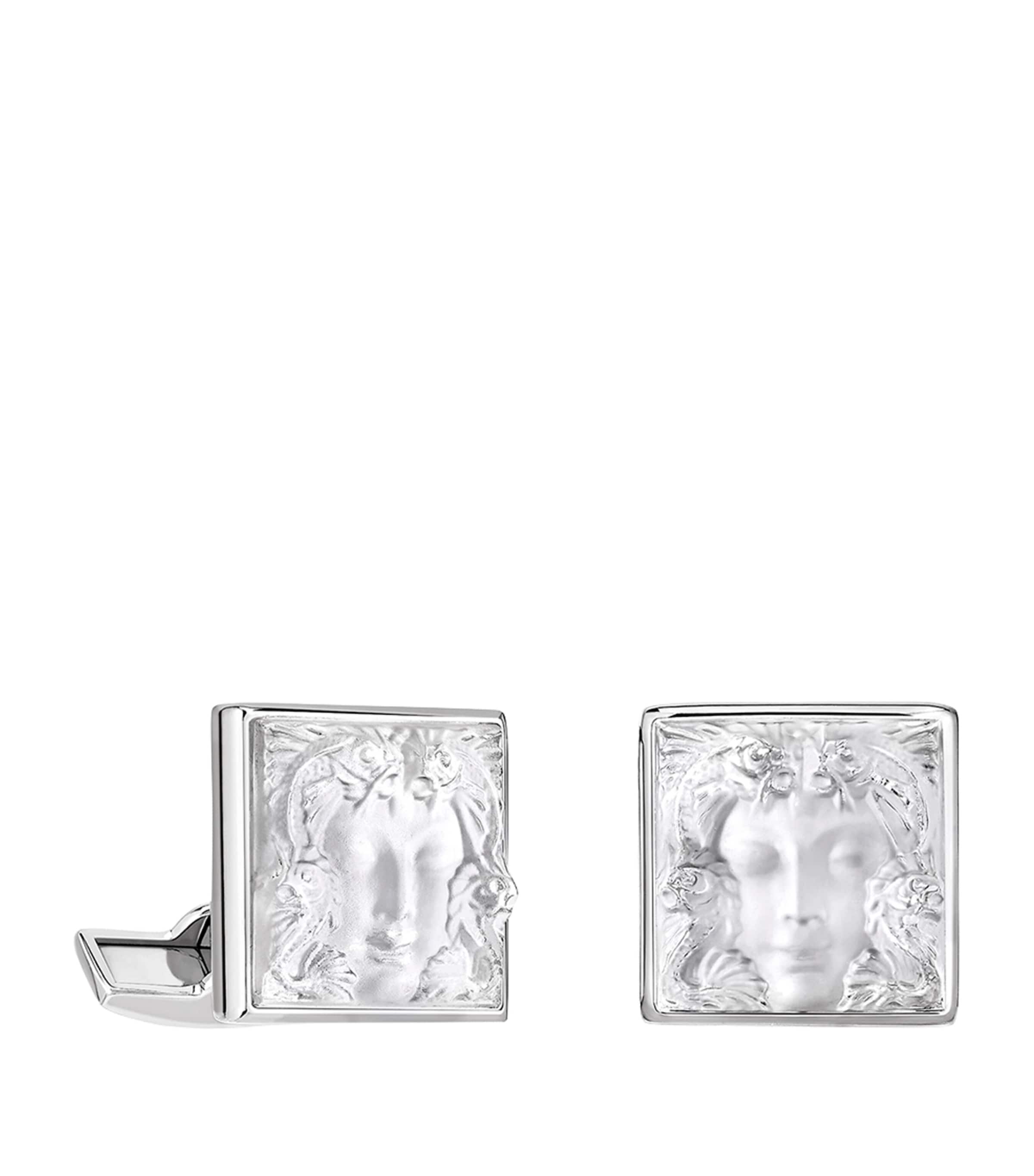 Lalique Crystal Arethuse Cufflinks In Clear