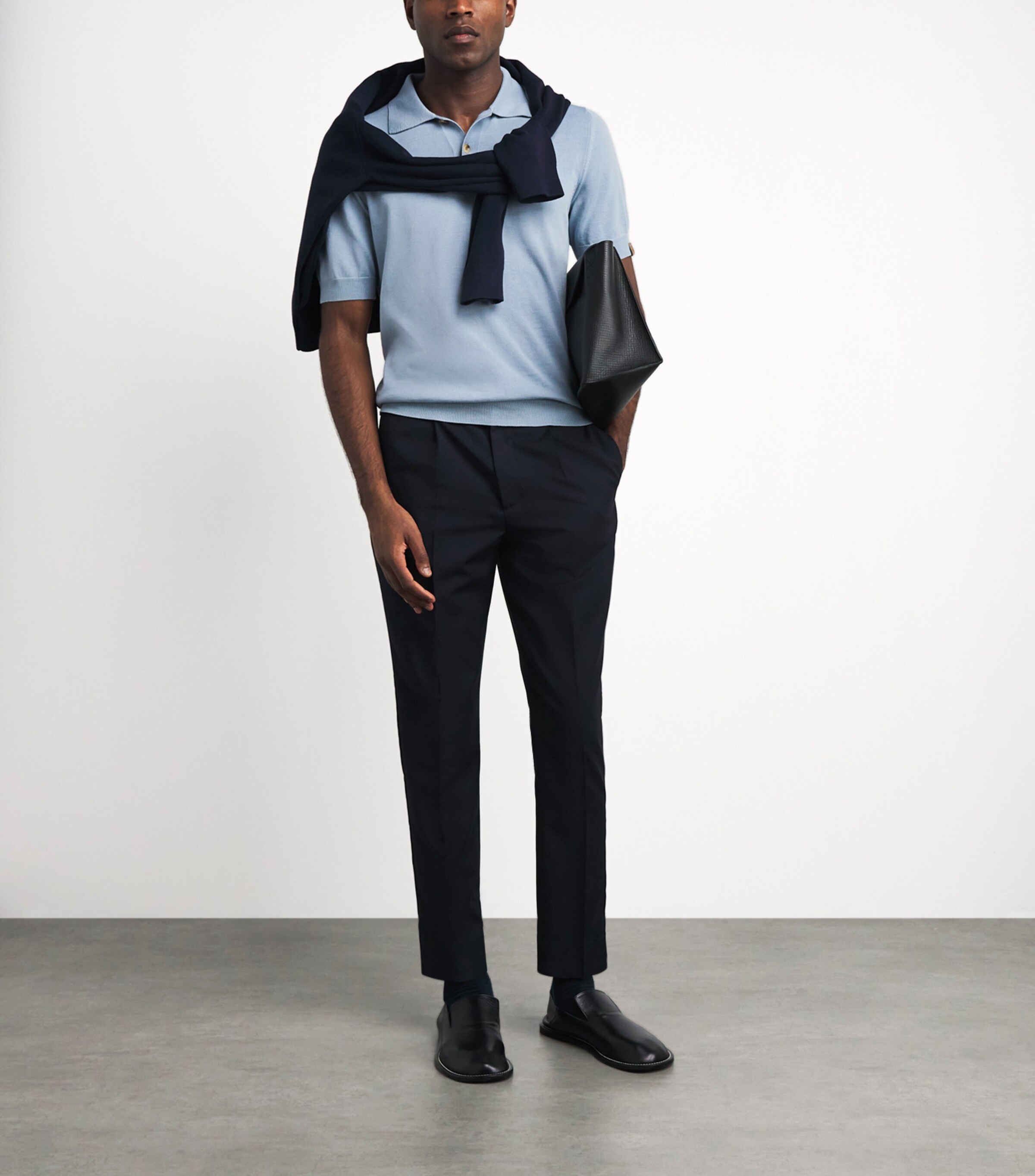 JACOB COHËN Mens Brushed Cotton Polo Shirt Azure Image 2