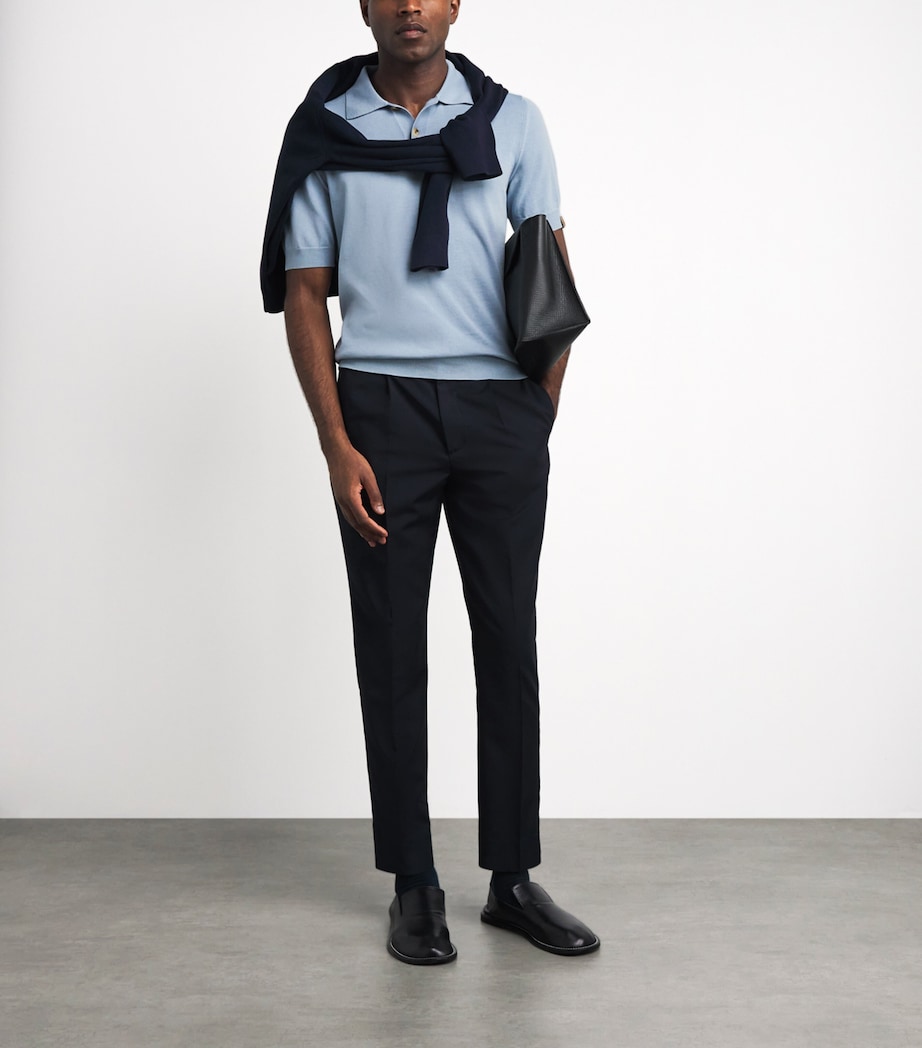 JACOB COHËN Mens Brushed Cotton Polo Shirt Azure Image 2