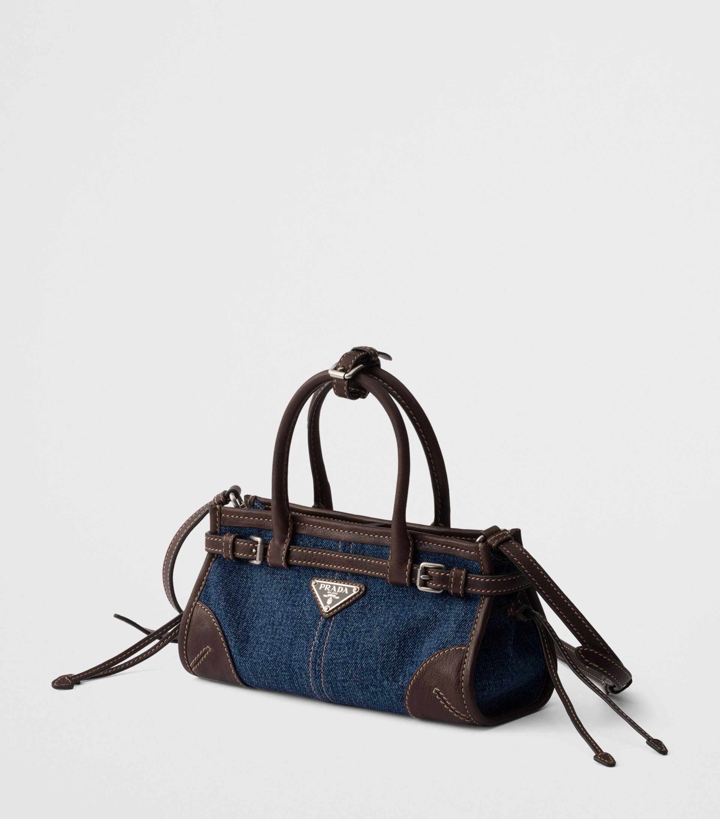 Prada Small Denim Bonnie Shoulder Bag Blue Image 2