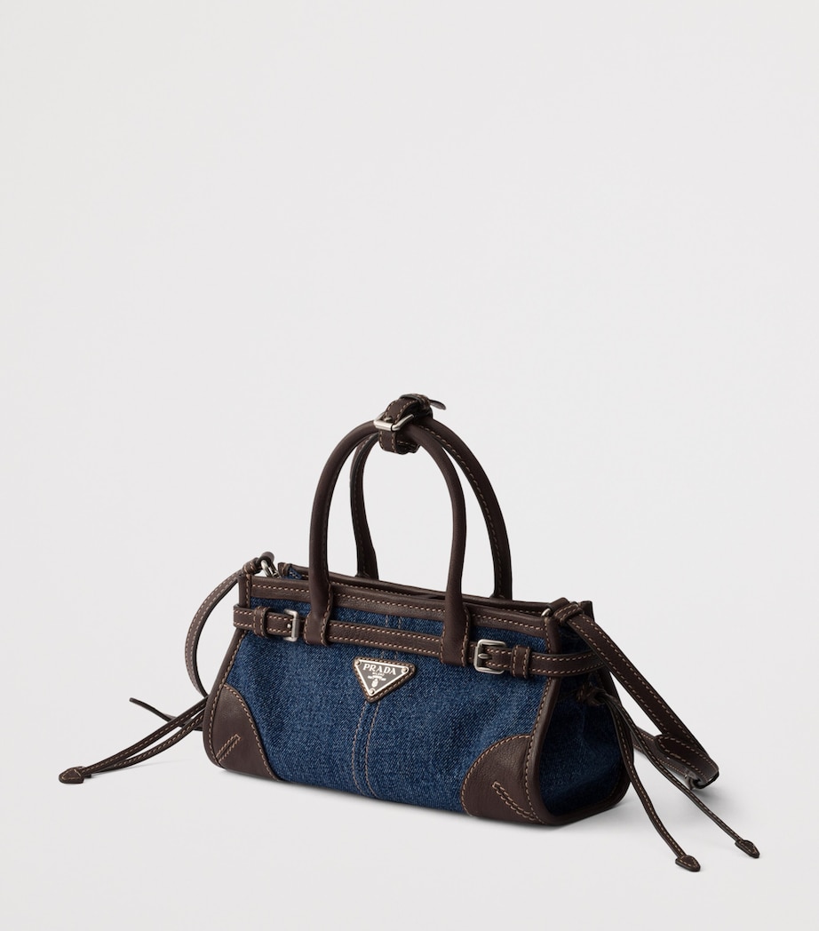 Prada Small Denim Bonnie Shoulder Bag Blue Image 2