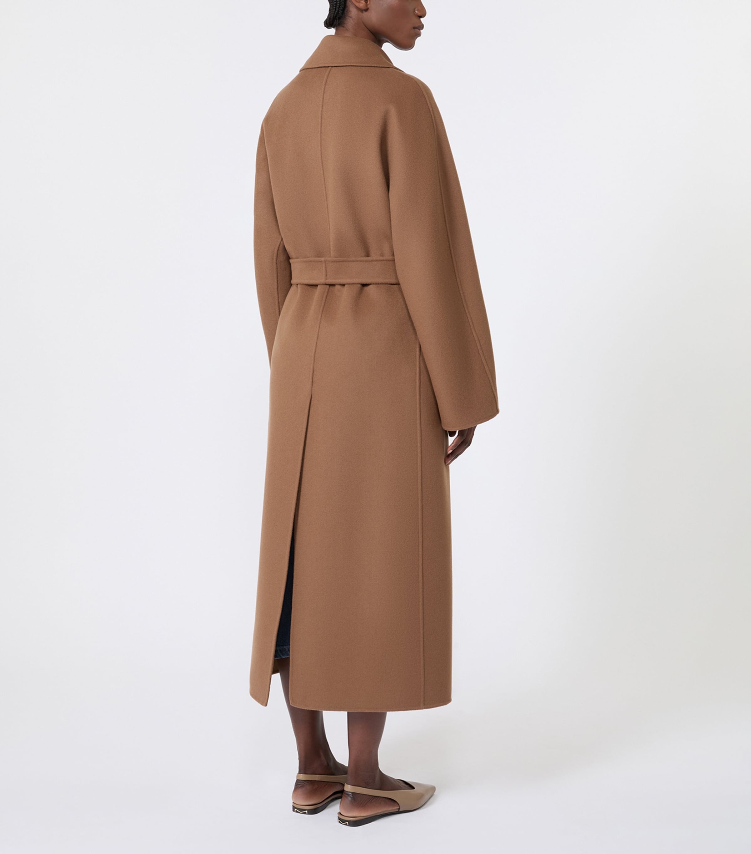 Max Mara Womens Virgin Wool Wrap Coat Hazelnut Brown Image 4