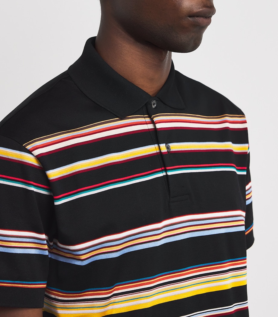 Cotton Signature Stripe Polo Shirt 79_BLACK Image 6